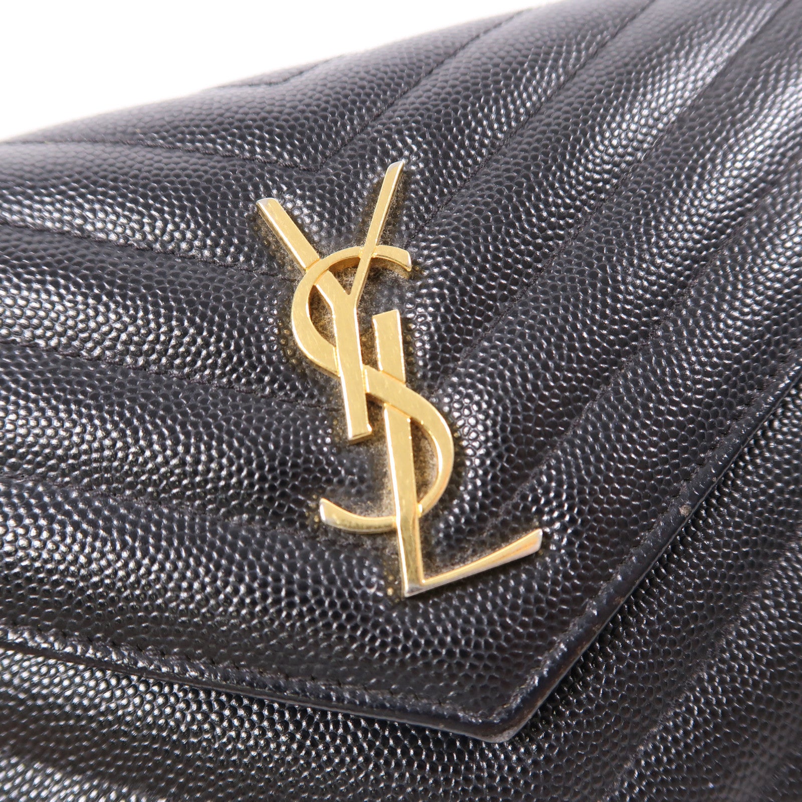 YVES SAINT LAURENT 牛皮皮革Wallet On Chain金扣鏈帶肩背袋