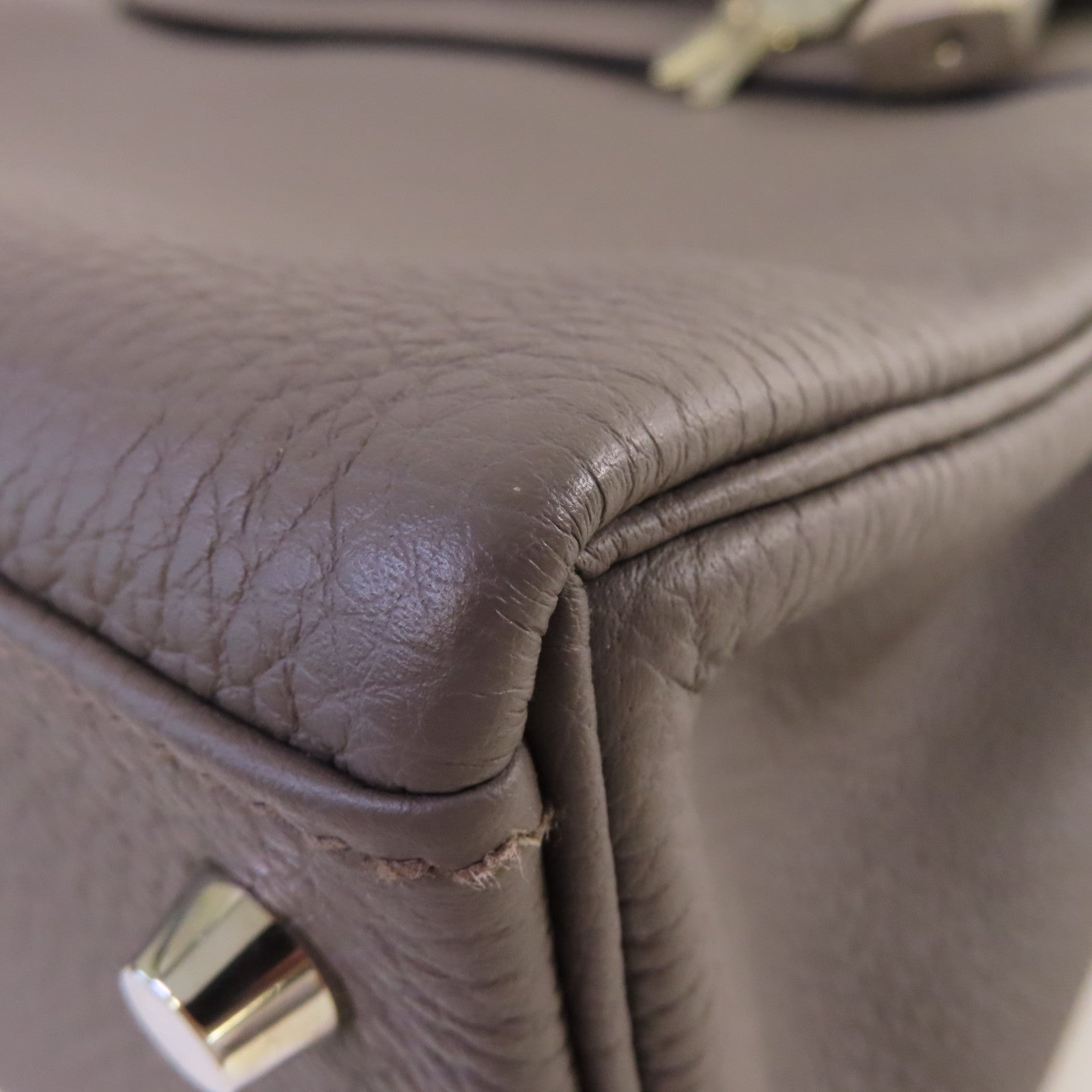 HERMES Togo皮革Kelly 28銀扣手挽肩背兩用袋Gris Etain錫器灰色