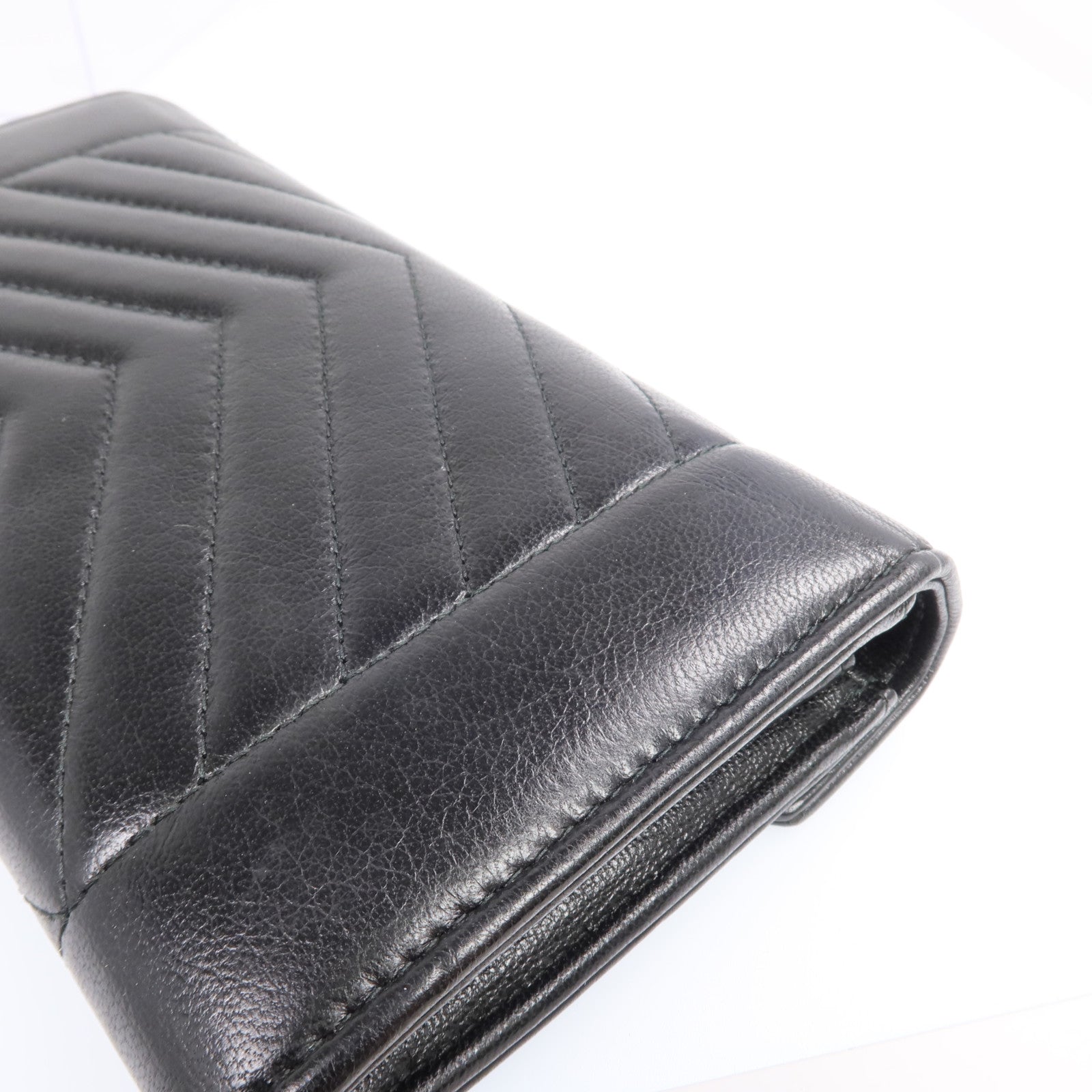 CHANEL 牛皮皮革Long Wallet金扣錢包