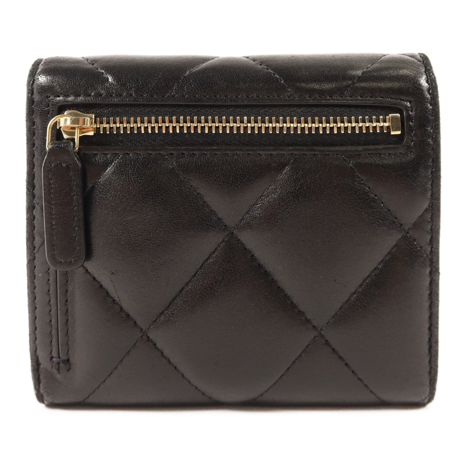 CHANEL 羊皮皮革C19 Trifold Wallet金扣錢包