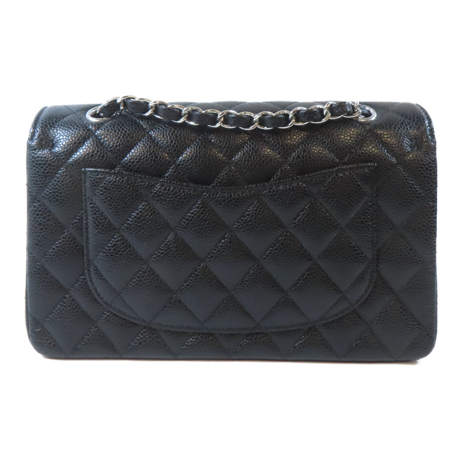 CHANEL 菱格牛皮皮革Classic 23銀扣鏈帶肩背袋黑色