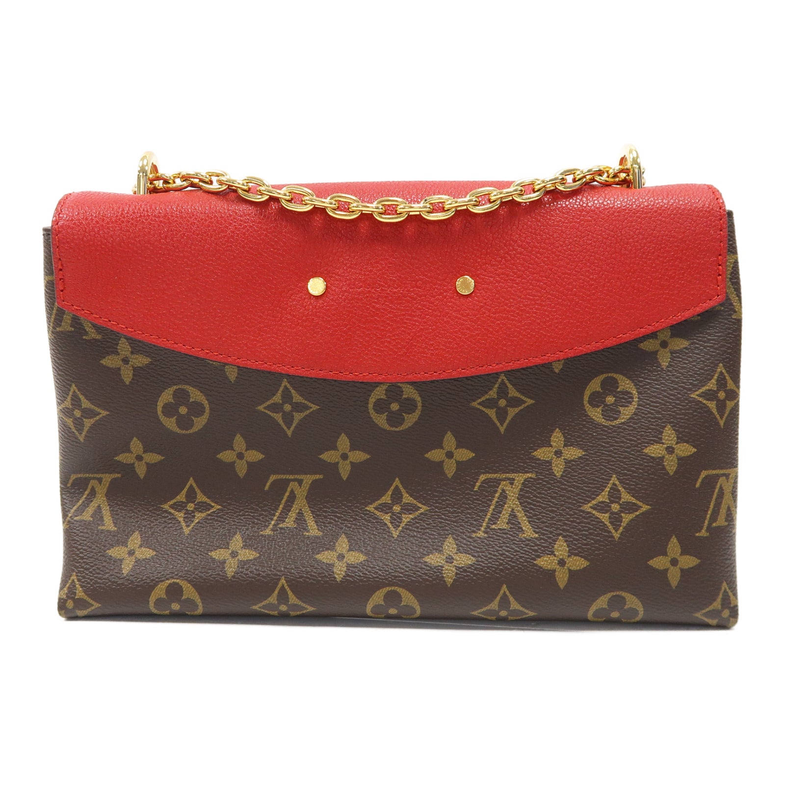 LOUIS VUITTON Monogram Saint Placide金扣鏈帶肩背袋啡色/紅色