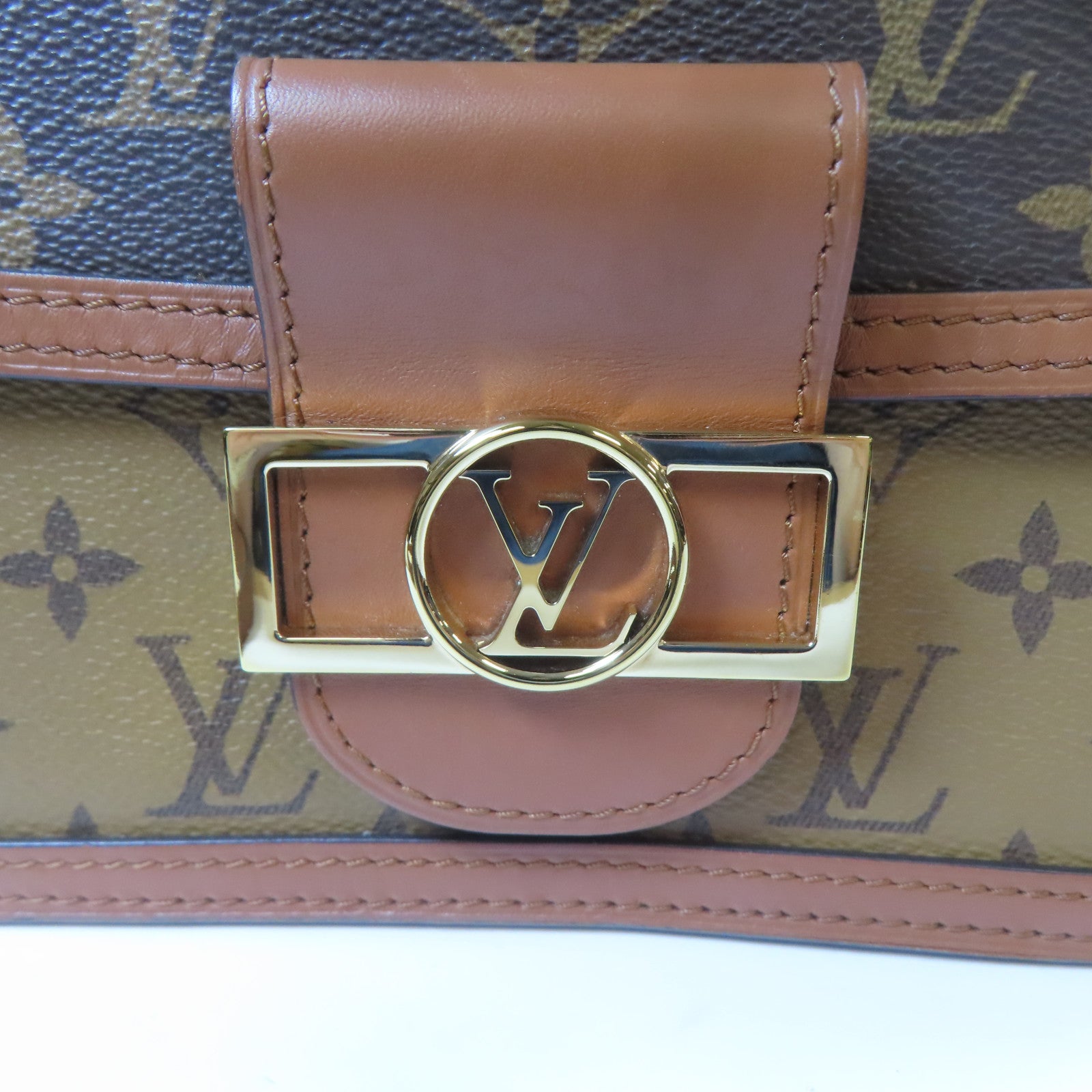 LOUIS VUITTON Monogram Mini Dauphine金扣肩背袋啡色