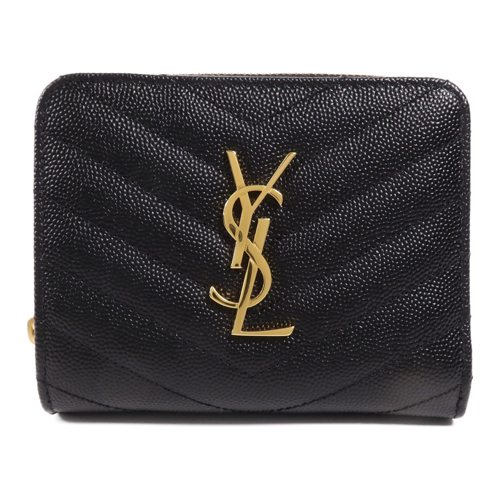 SAINT LAURENT 牛皮皮革Cassandre Matelasse Wallet金扣錢包