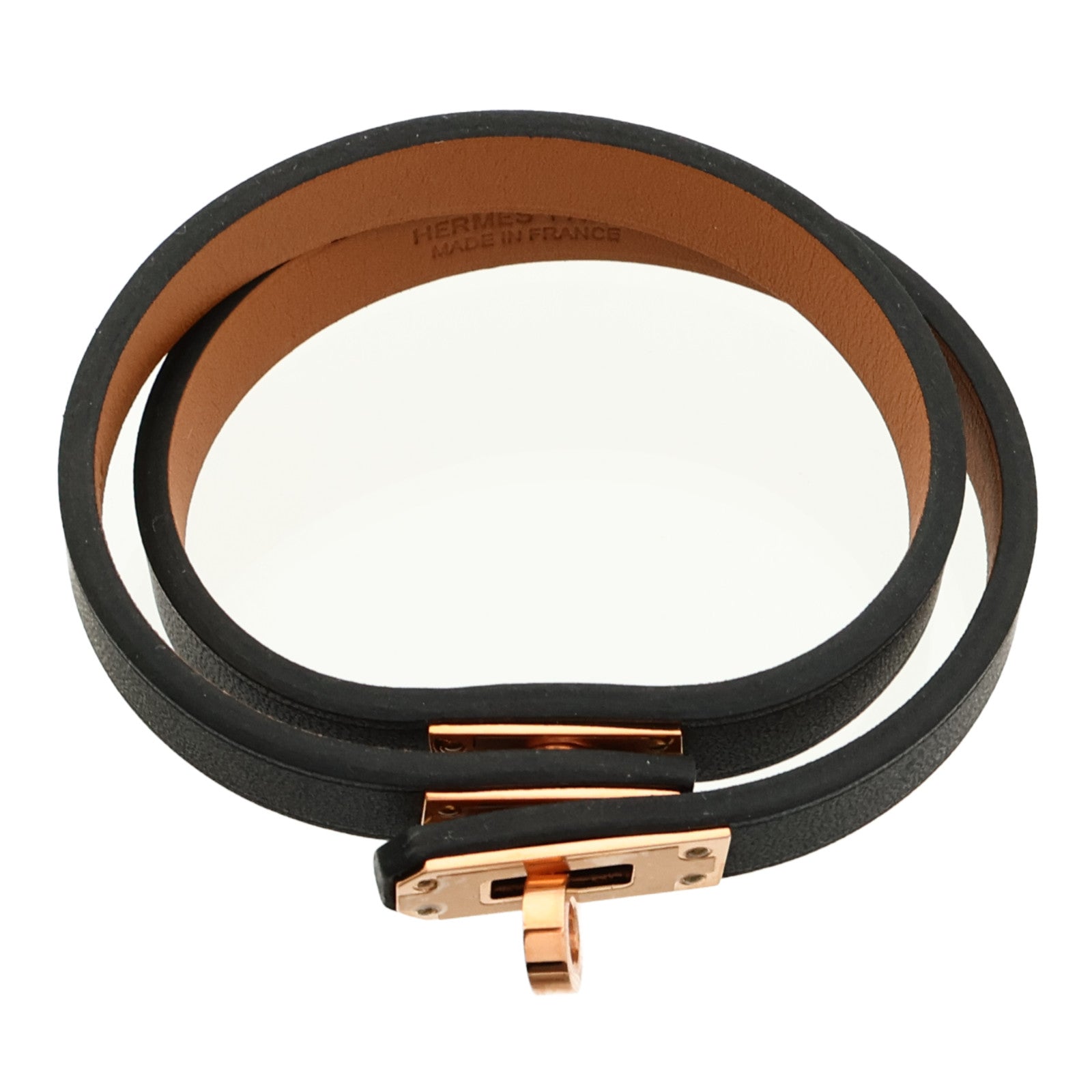 HERMES Swift皮革Mini Kelly Double Tour金扣手鏈Noir
