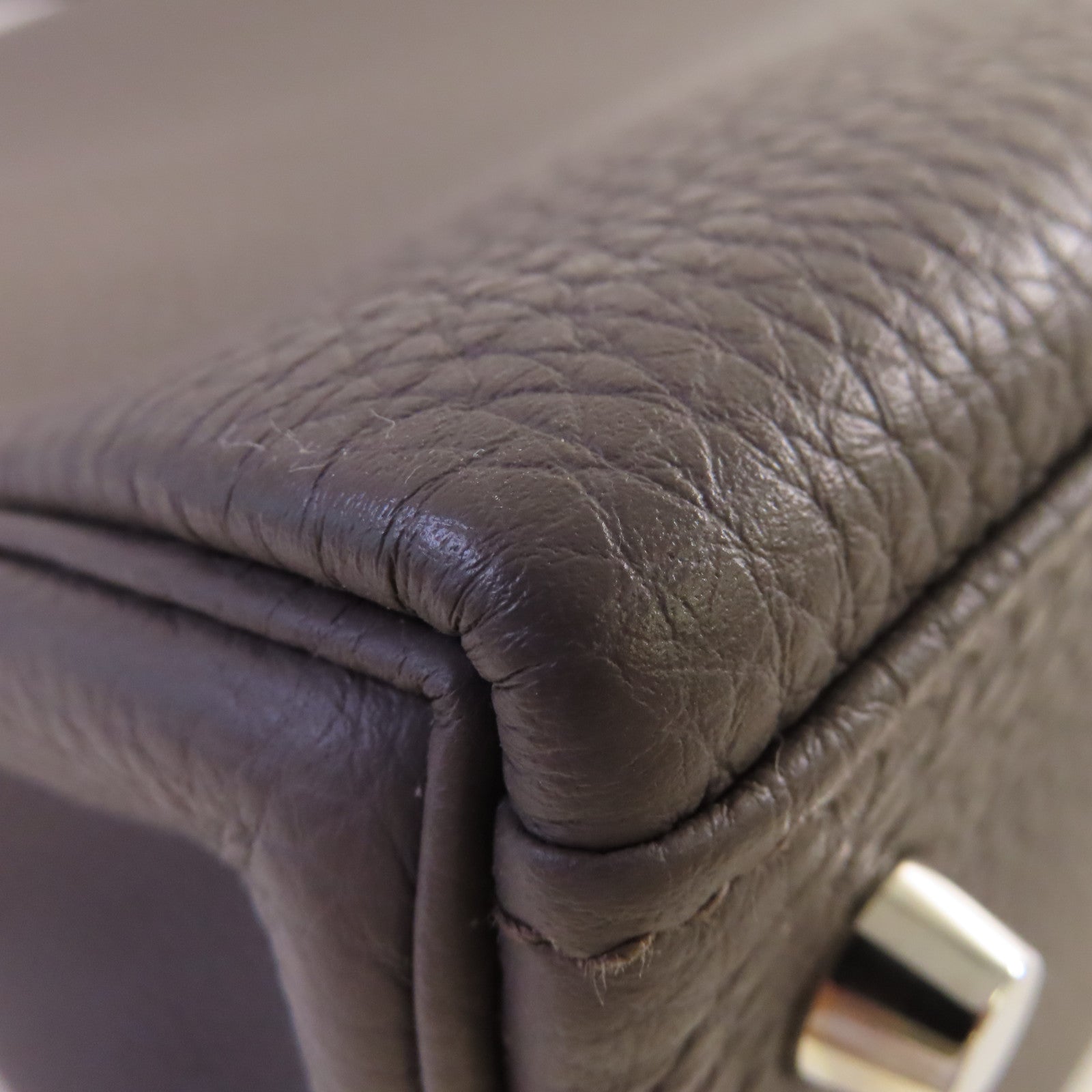 HERMES Togo皮革Kelly 28銀扣手挽肩背兩用袋Gris Etain錫器灰色