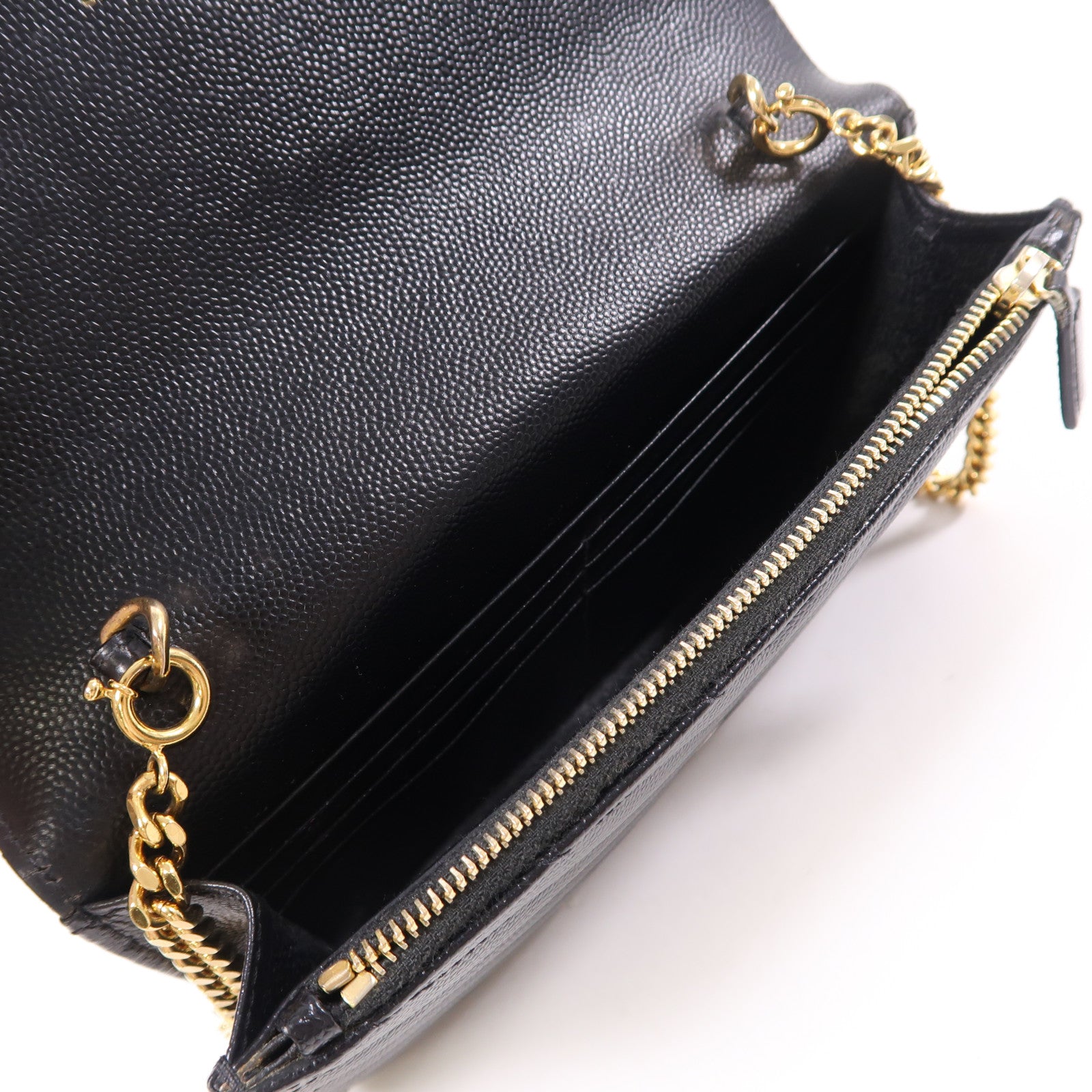 YVES SAINT LAURENT 牛皮皮革Wallet On Chain金扣鏈帶肩背袋