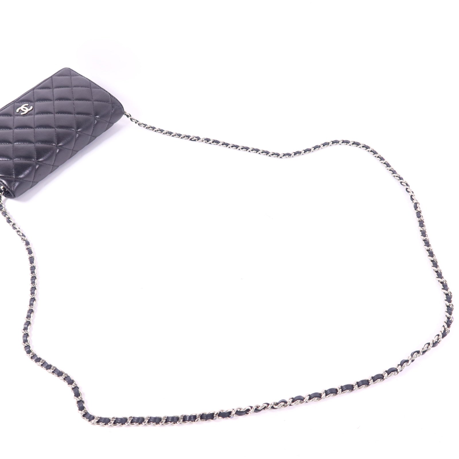 CHANEL 羊皮皮革WOC Wallet On Chain銀扣鏈帶肩背袋
