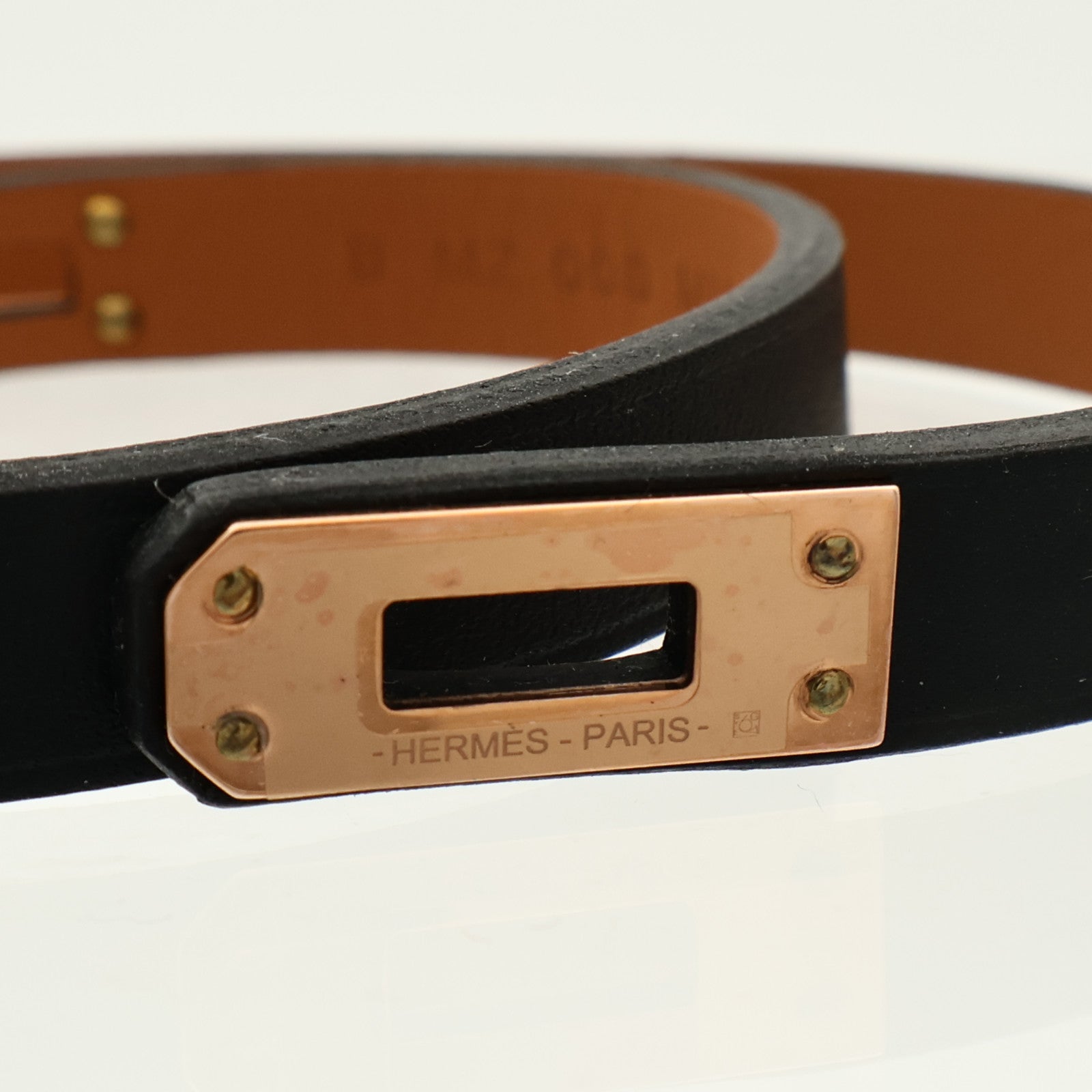 HERMES Swift皮革Mini Kelly Double Tour金扣手鏈Noir
