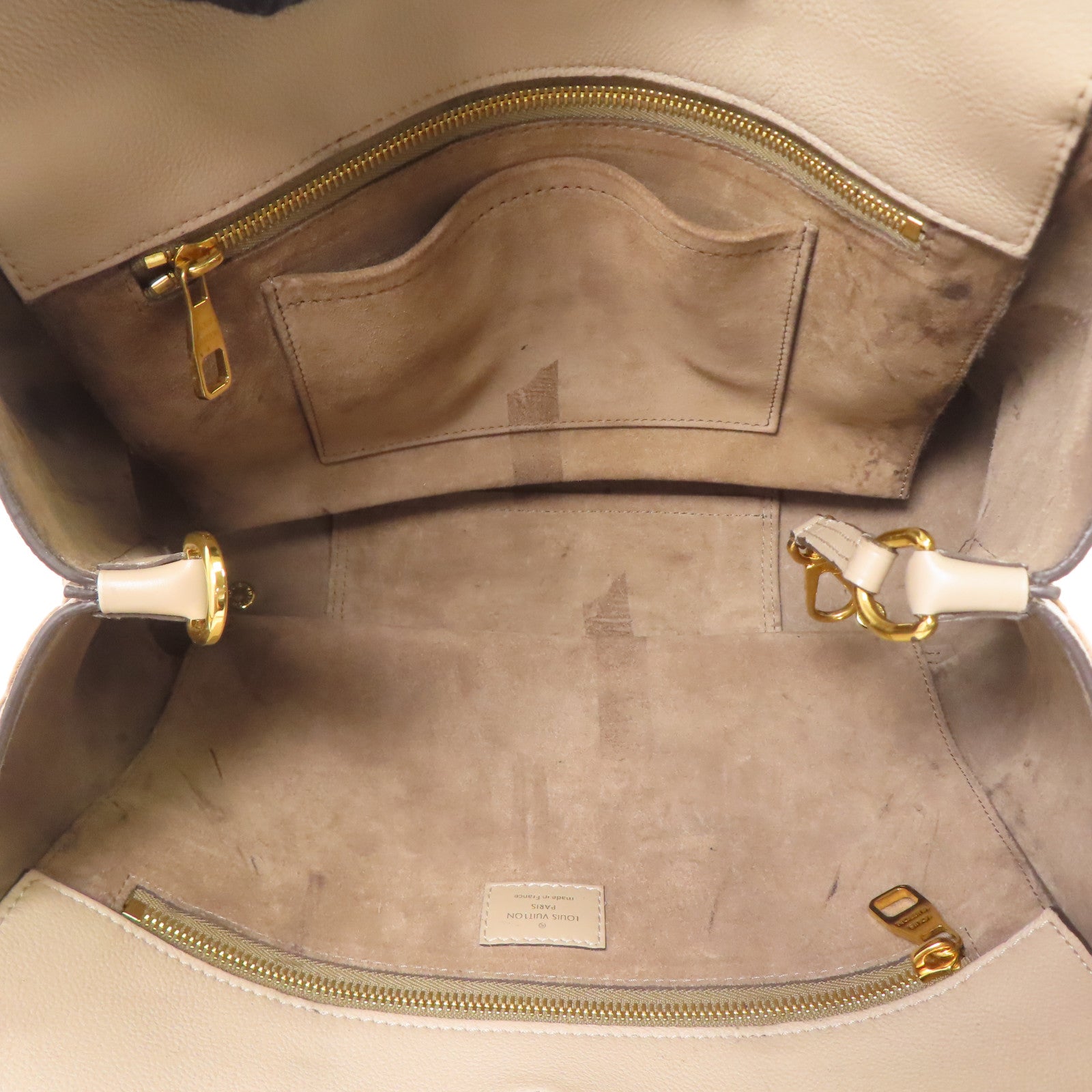 LOUIS VUITTON 牛皮皮革/羊絨Tote W PM金扣手挽袋