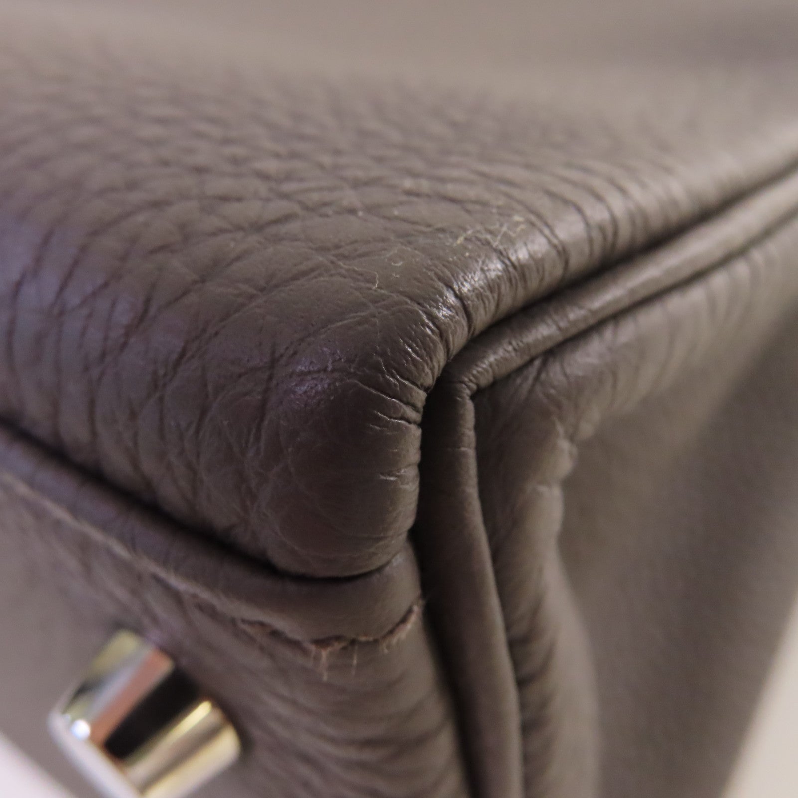 HERMES Togo皮革Kelly 28銀扣手挽肩背兩用袋Gris Etain錫器灰色