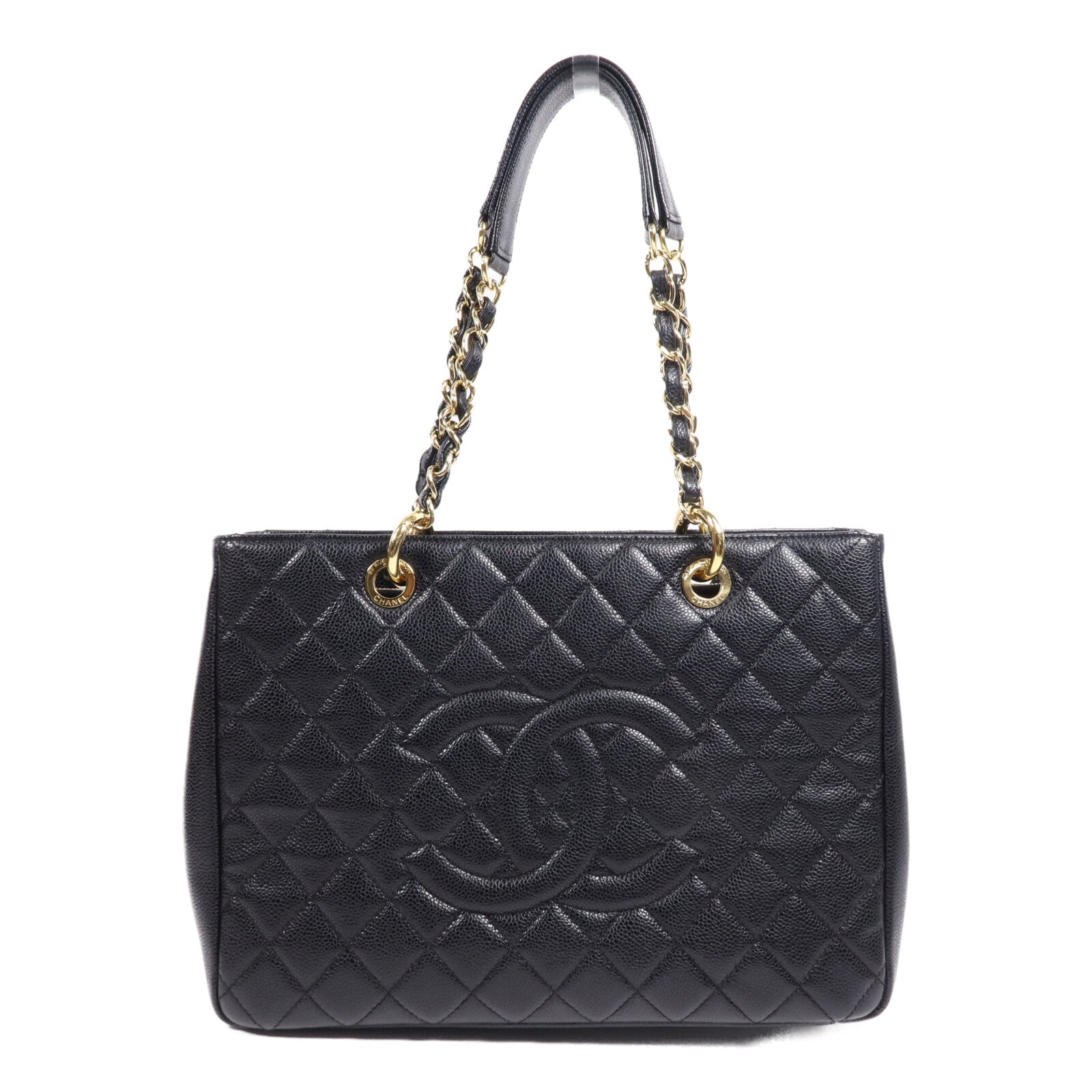 CHANEL 牛皮皮革GST Grand Shopping Tote Bag鏈帶肩背袋