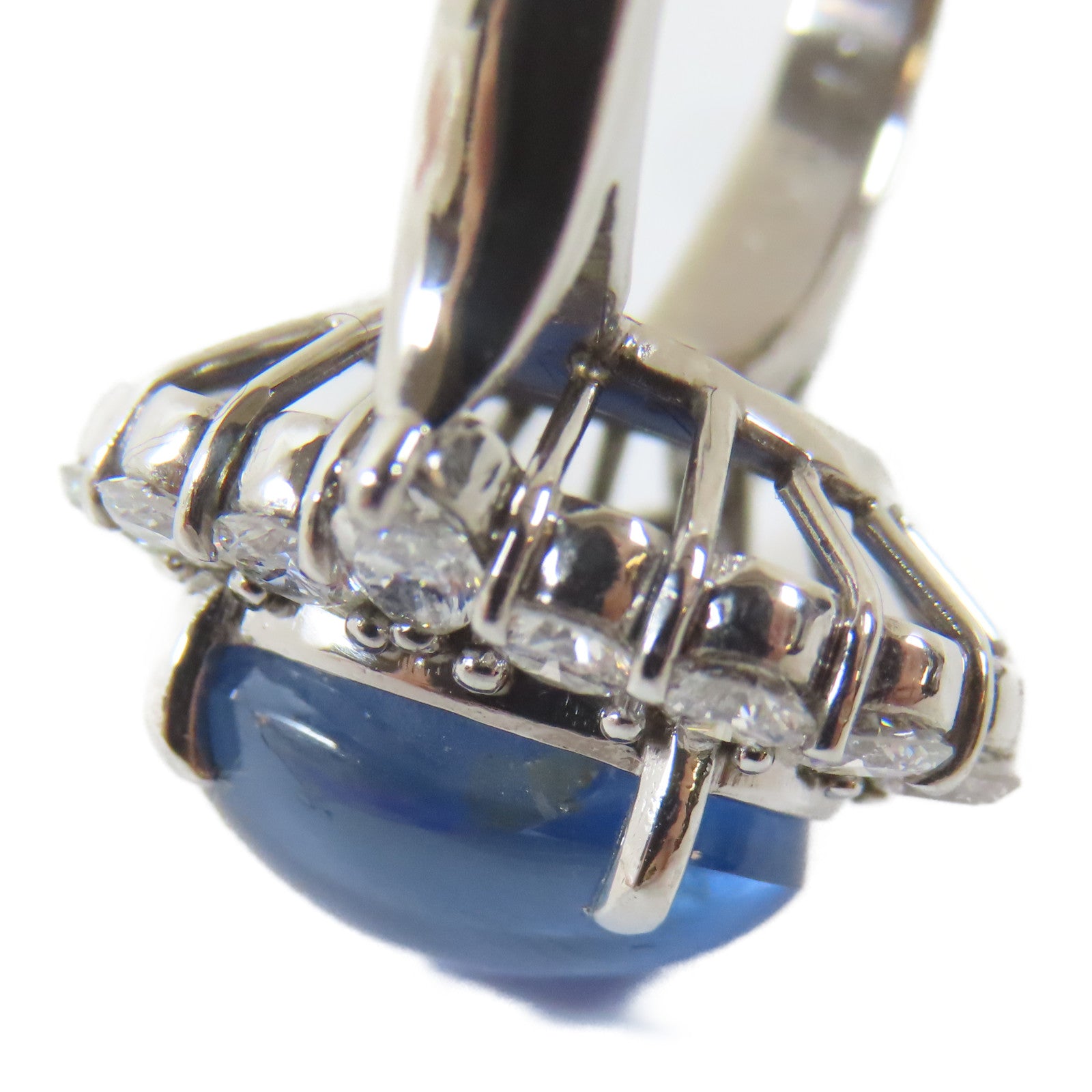 JEWELRY PT900鉑金Star Sapphire/Diamond Ring 7.01ct星光藍寶石/1.18ct鑽石戒指US#5.5