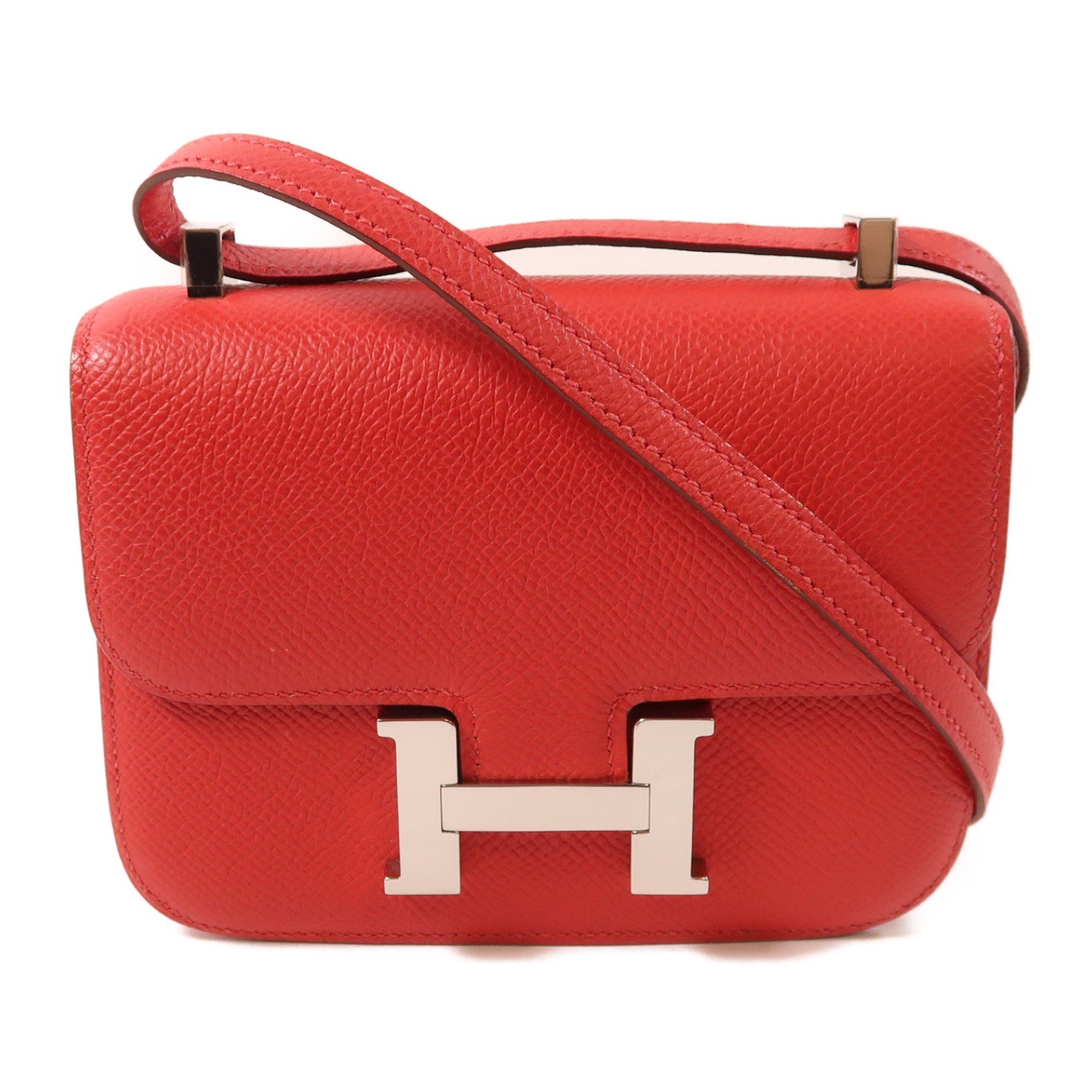 HERMES Epsom皮革Constance Micro銀扣肩背袋