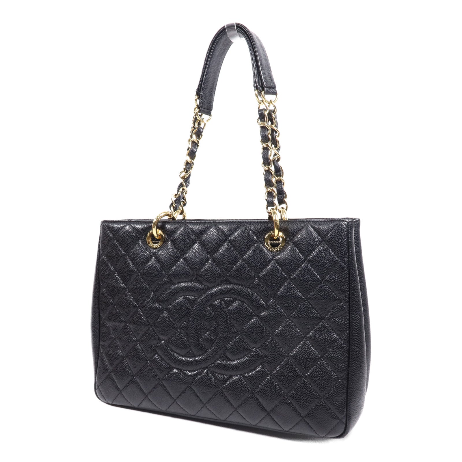 CHANEL 牛皮皮革GST Grand Shopping Tote Bag鏈帶肩背袋