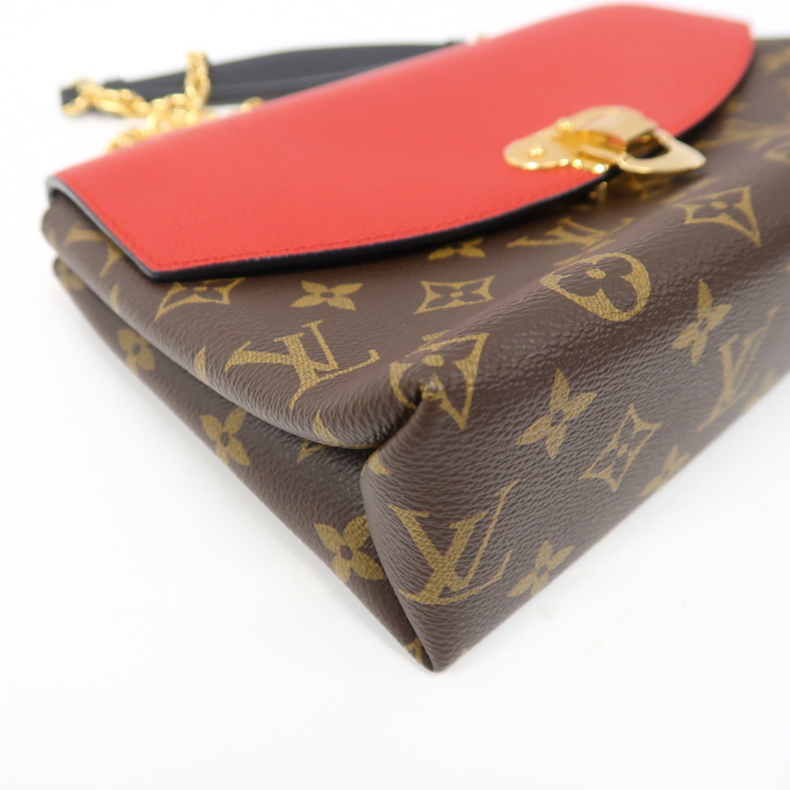 LOUIS VUITTON Monogram Saint Placide金扣鏈帶肩背袋啡色/紅色