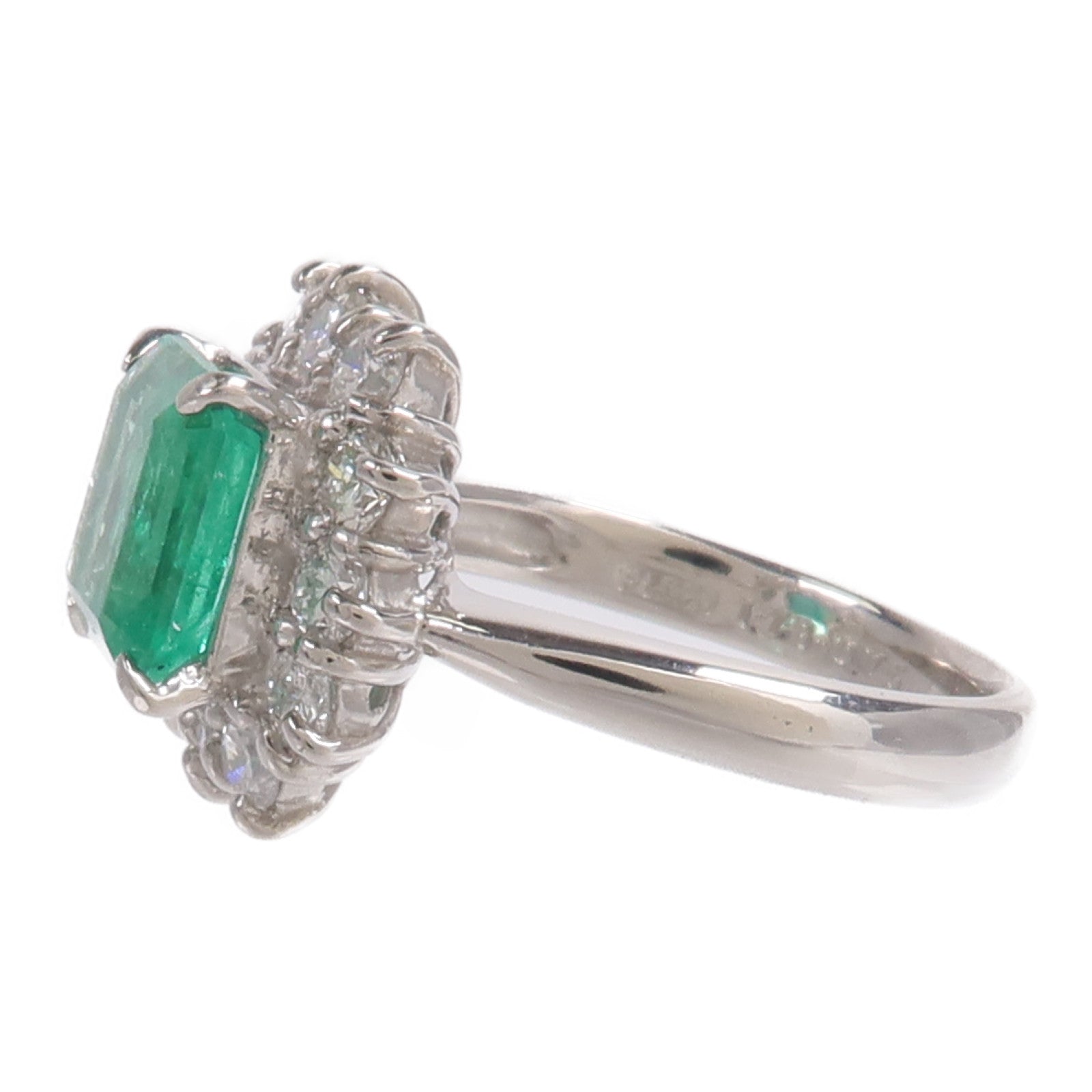 JEWELRY PT900鉑金Emerald Diamond Ring綠寶石/鑽石戒指