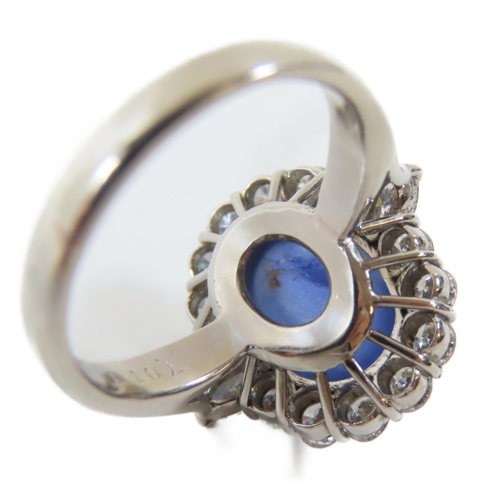 JEWELRY PT900鉑金Star Sapphire/Diamond Ring 7.01ct星光藍寶石/1.18ct鑽石戒指US#5.5
