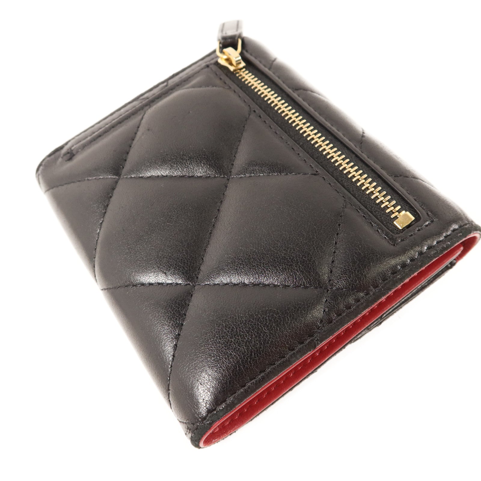 CHANEL 羊皮皮革C19 Trifold Wallet金扣錢包