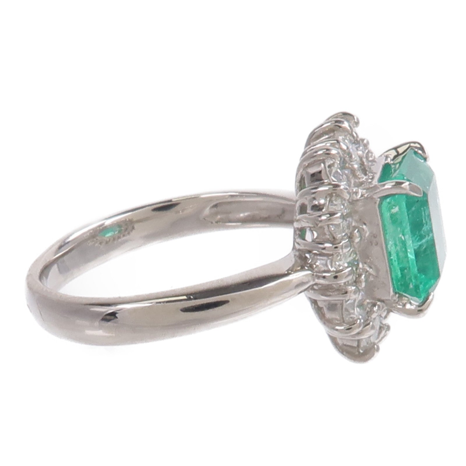 JEWELRY PT900鉑金Emerald Diamond Ring綠寶石/鑽石戒指