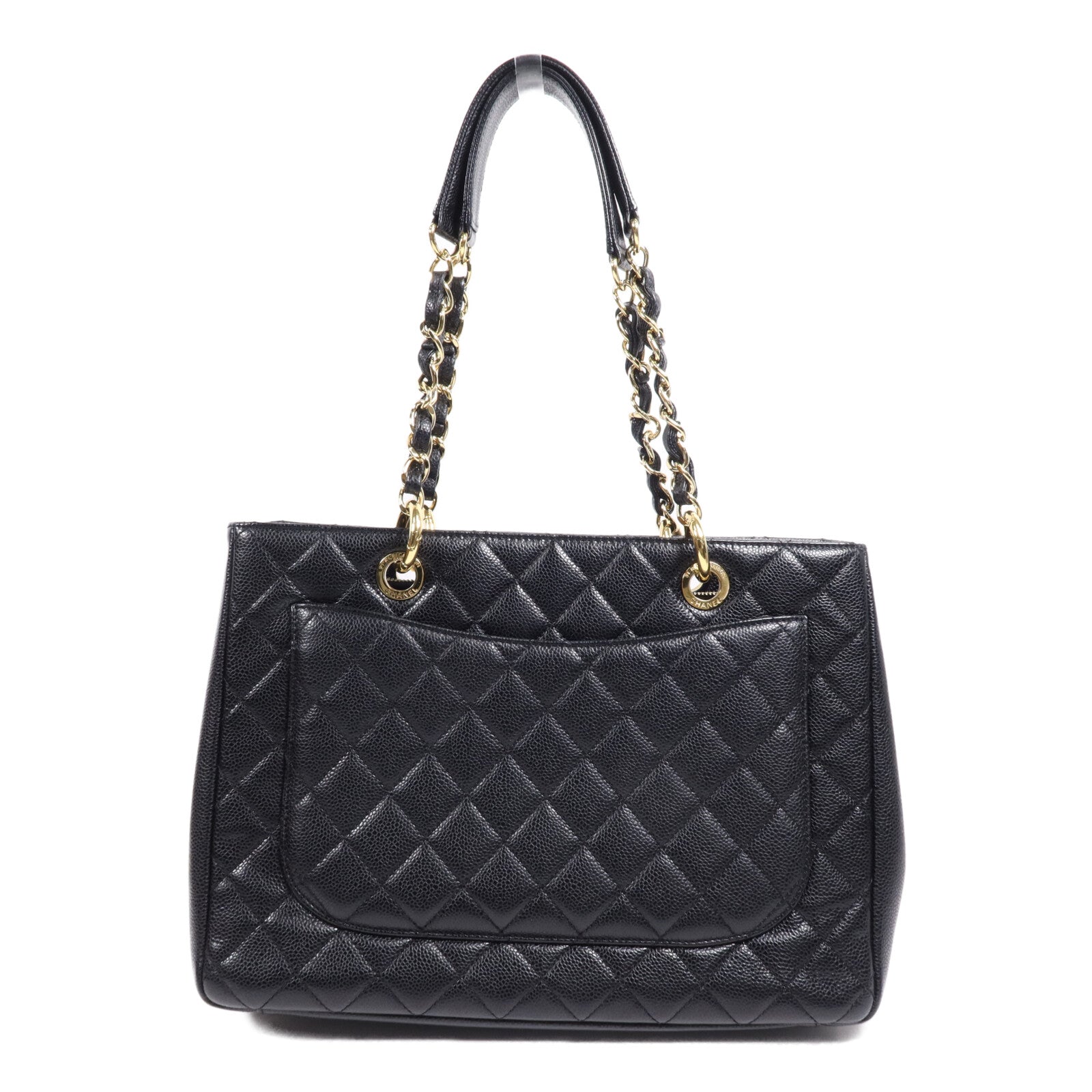 CHANEL 牛皮皮革GST Grand Shopping Tote Bag鏈帶肩背袋
