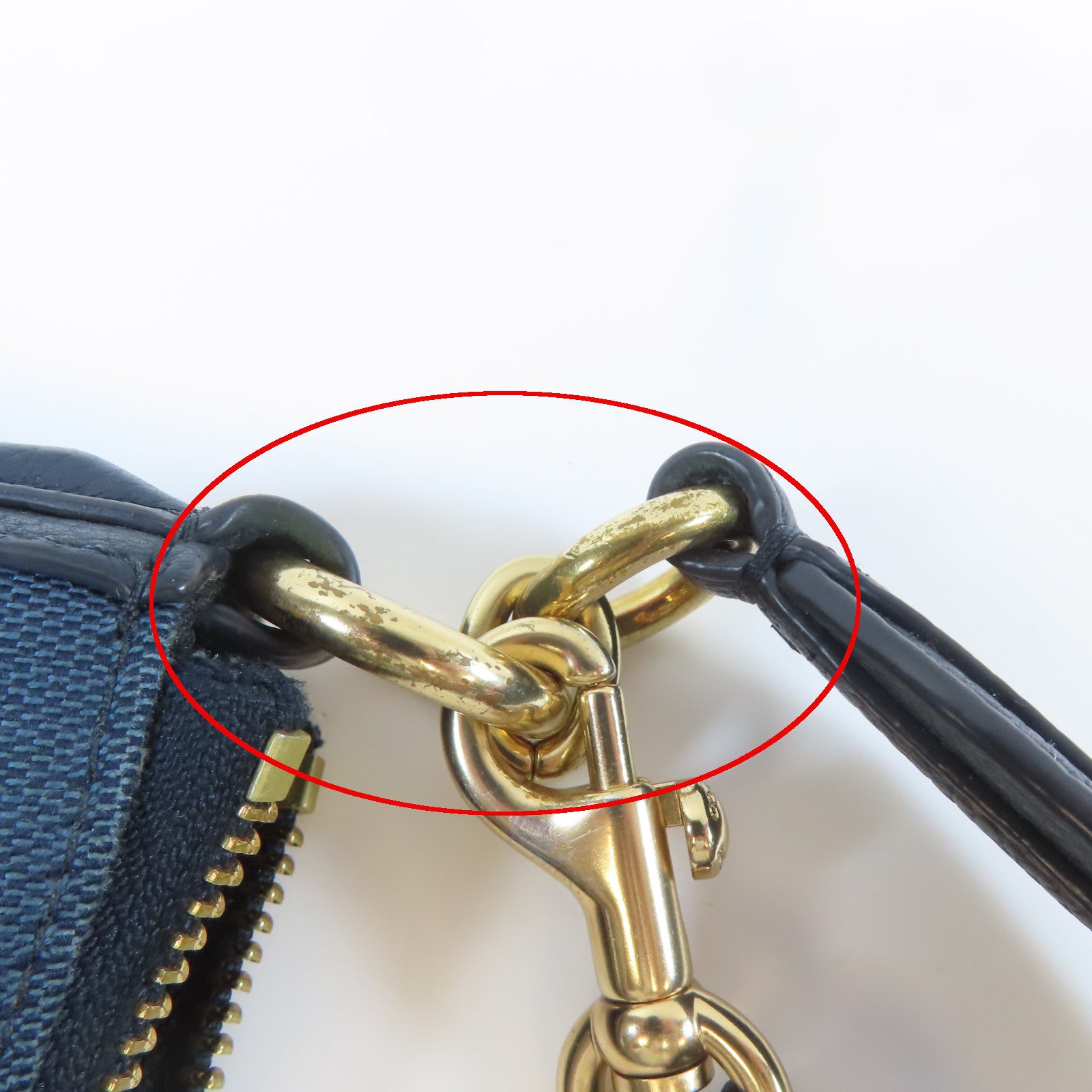 COACH 帆布2 Way Shoulder Bag金扣手挽肩背兩用袋藍色
