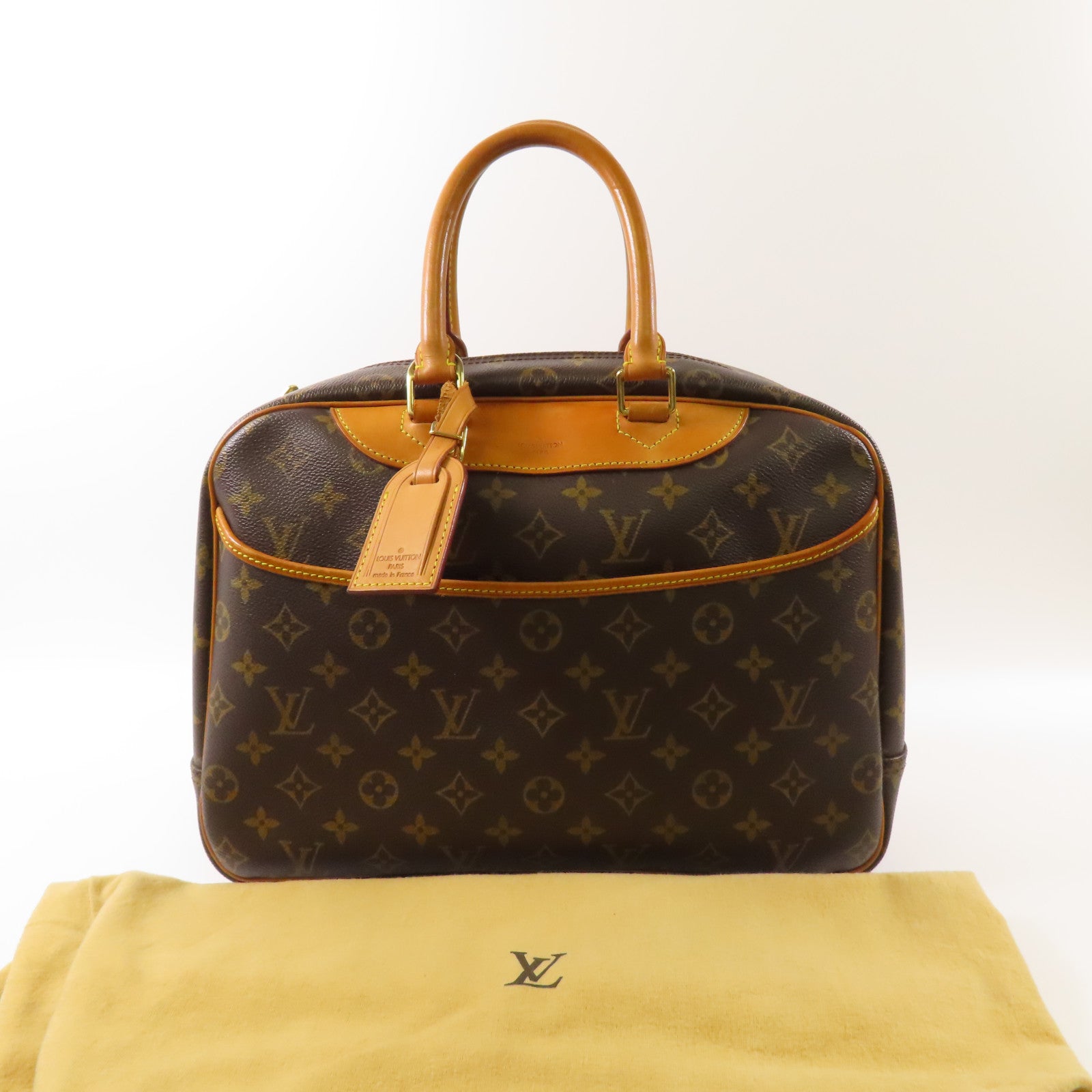 LOUIS VUITTON【激減優惠】 Monogram Deauville金扣手挽袋棕色