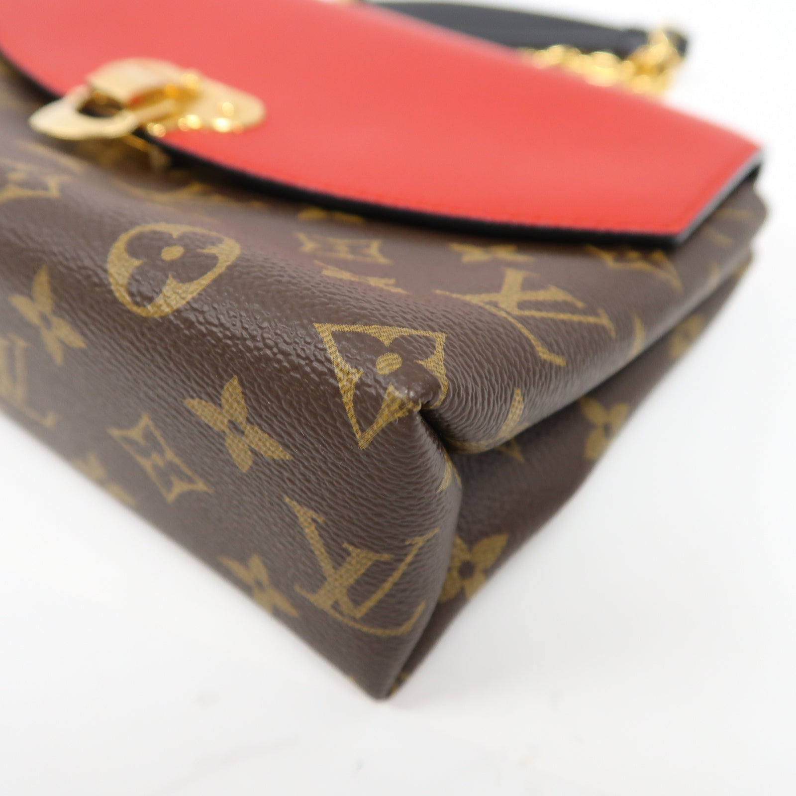 LOUIS VUITTON Monogram Saint Placide金扣鏈帶肩背袋啡色/紅色