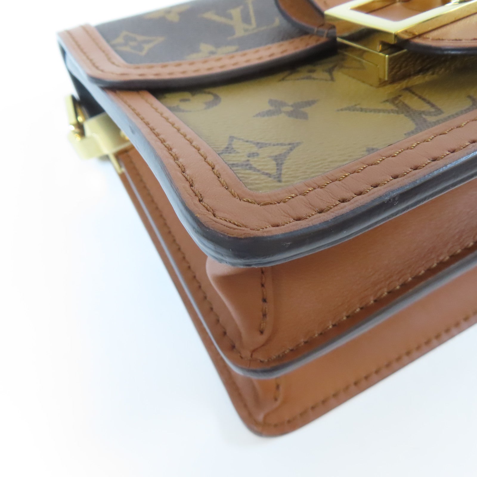 LOUIS VUITTON Monogram Mini Dauphine金扣肩背袋啡色