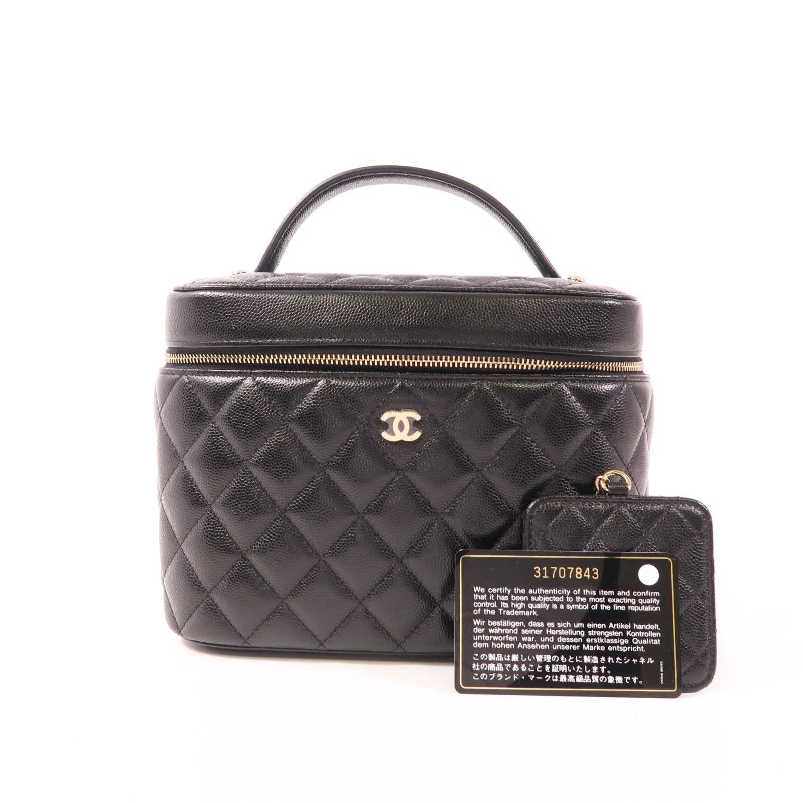 CHANEL 牛皮皮革Vanity Bag金扣手挽袋