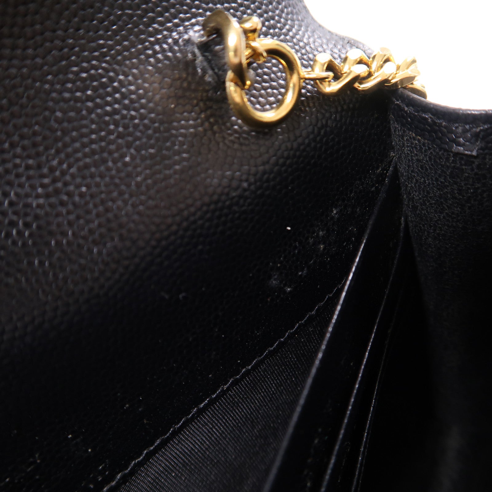 YVES SAINT LAURENT 牛皮皮革Wallet On Chain金扣鏈帶肩背袋