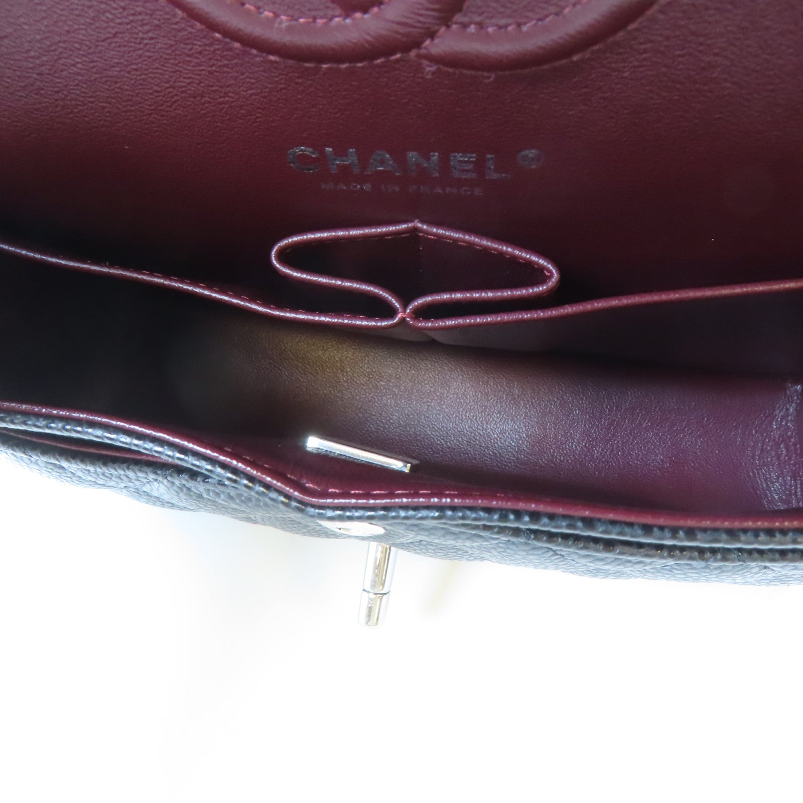 CHANEL 菱格牛皮皮革Classic 23銀扣鏈帶肩背袋黑色