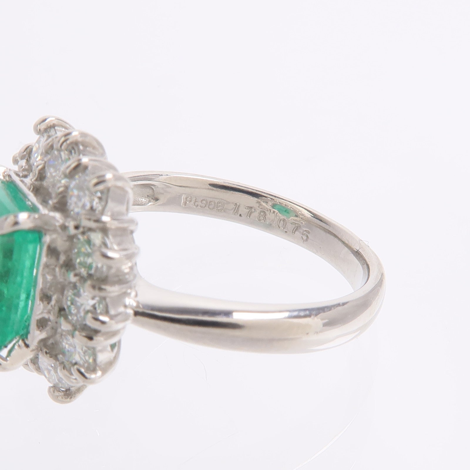 JEWELRY PT900鉑金Emerald Diamond Ring綠寶石/鑽石戒指