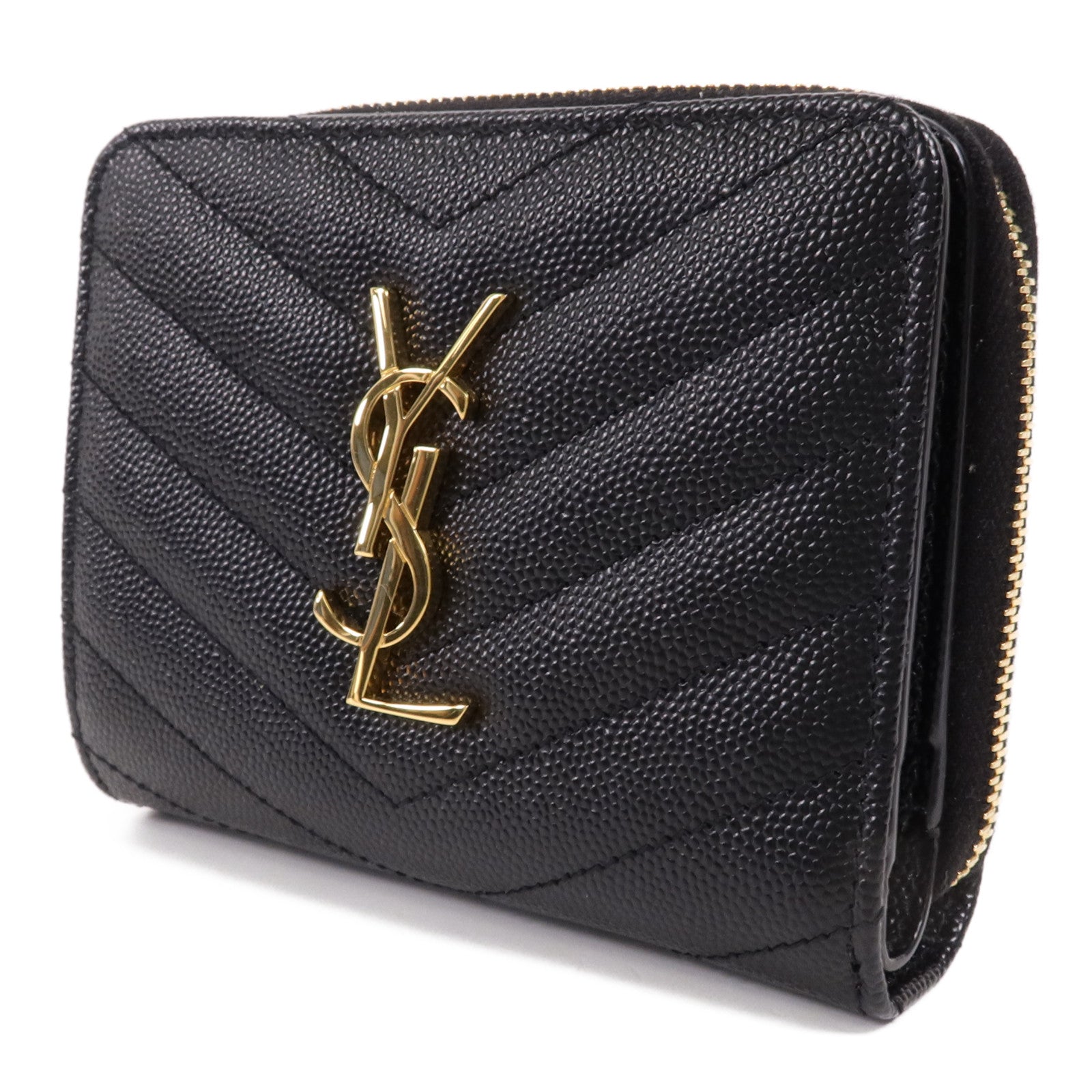 SAINT LAURENT 牛皮皮革Cassandre Matelasse Wallet金扣錢包