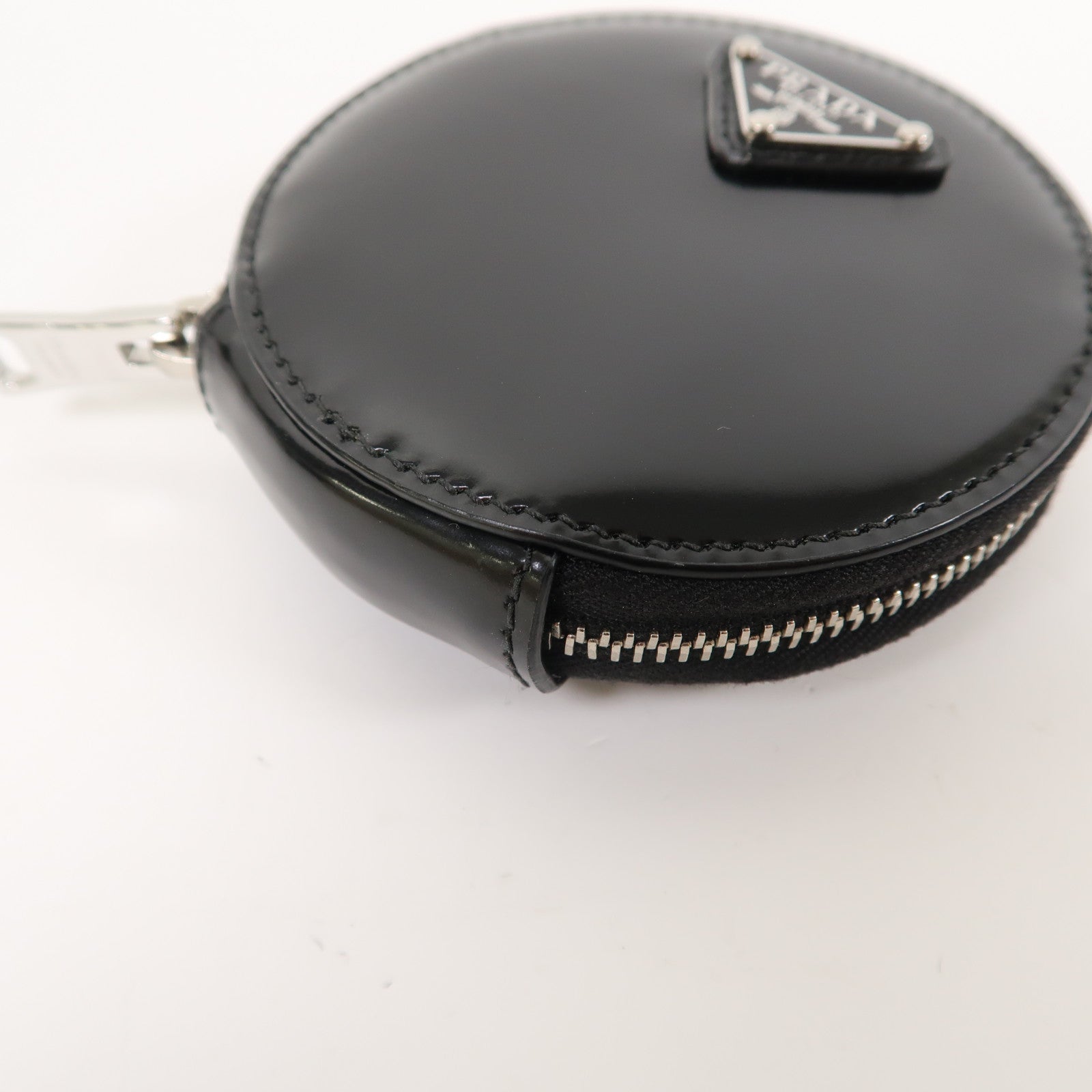 PRADA 牛皮皮革Coin Case銀扣零錢包黑色
