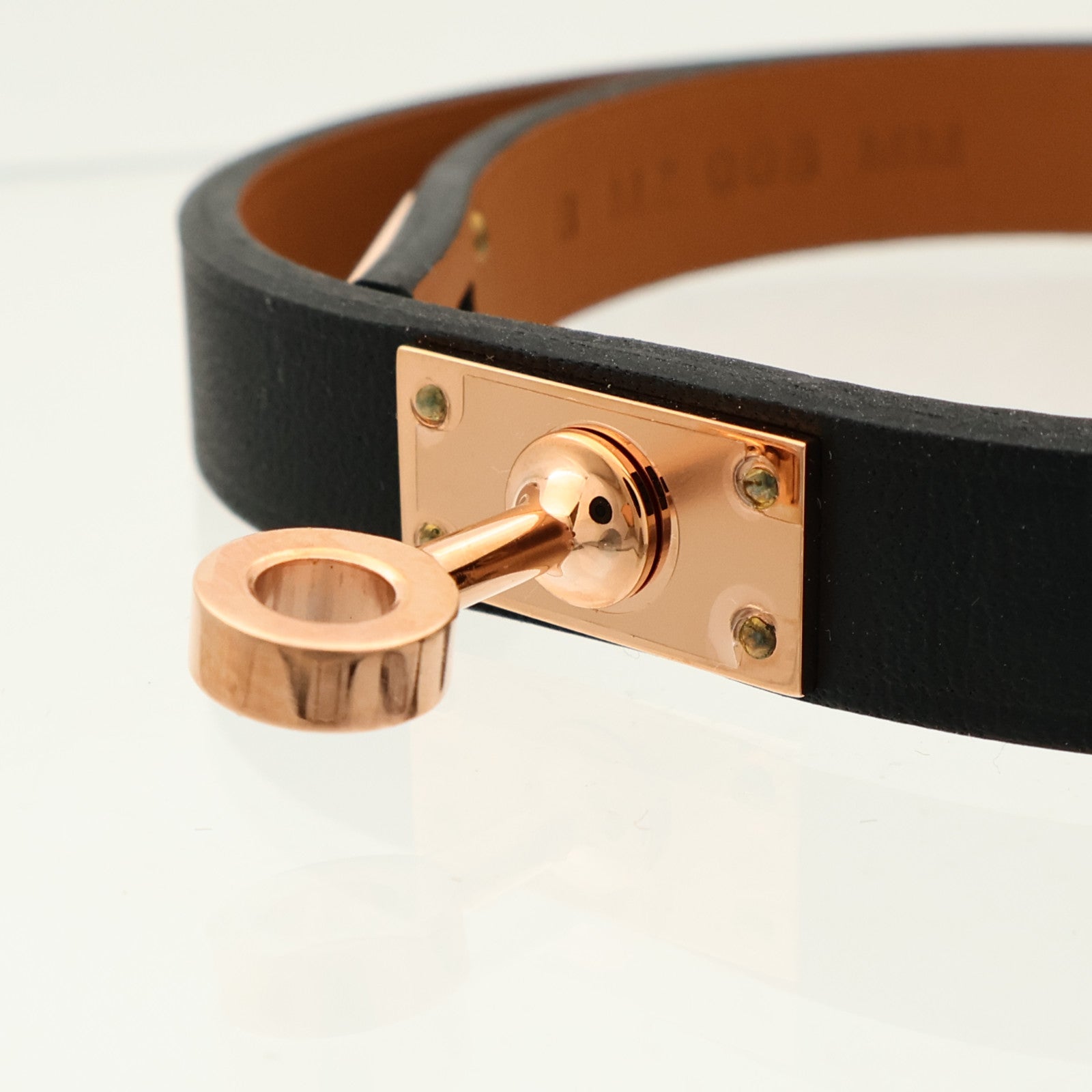 HERMES Swift皮革Mini Kelly Double Tour金扣手鏈Noir