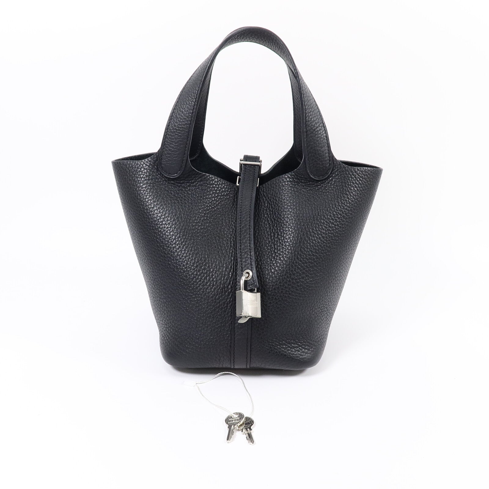 HERMES Clemence皮革Picotin PM手挽袋Noir