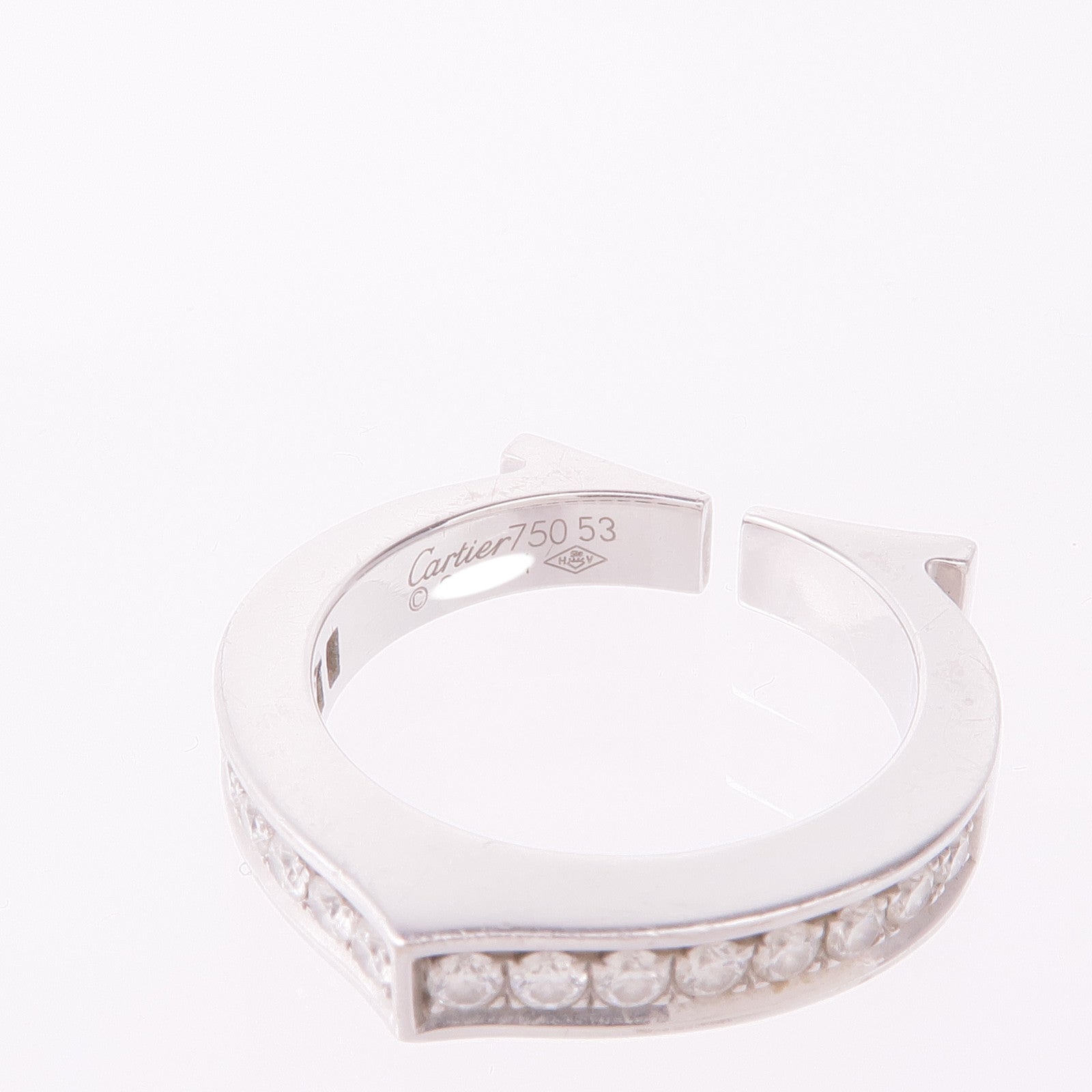 CARTIER 18K白金C Ring鑽石戒指Cartier#53/US#6.25