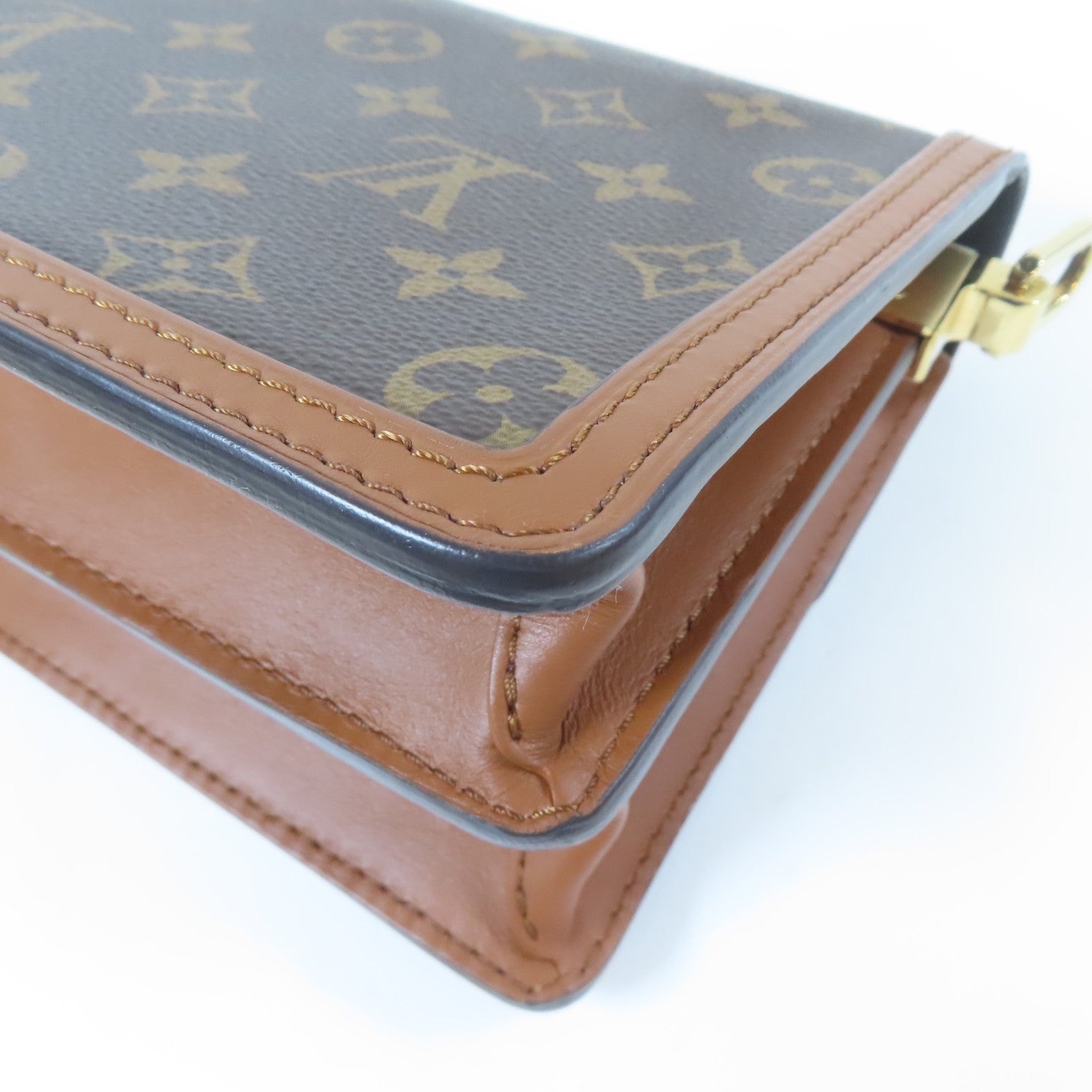 LOUIS VUITTON Monogram Mini Dauphine金扣肩背袋啡色
