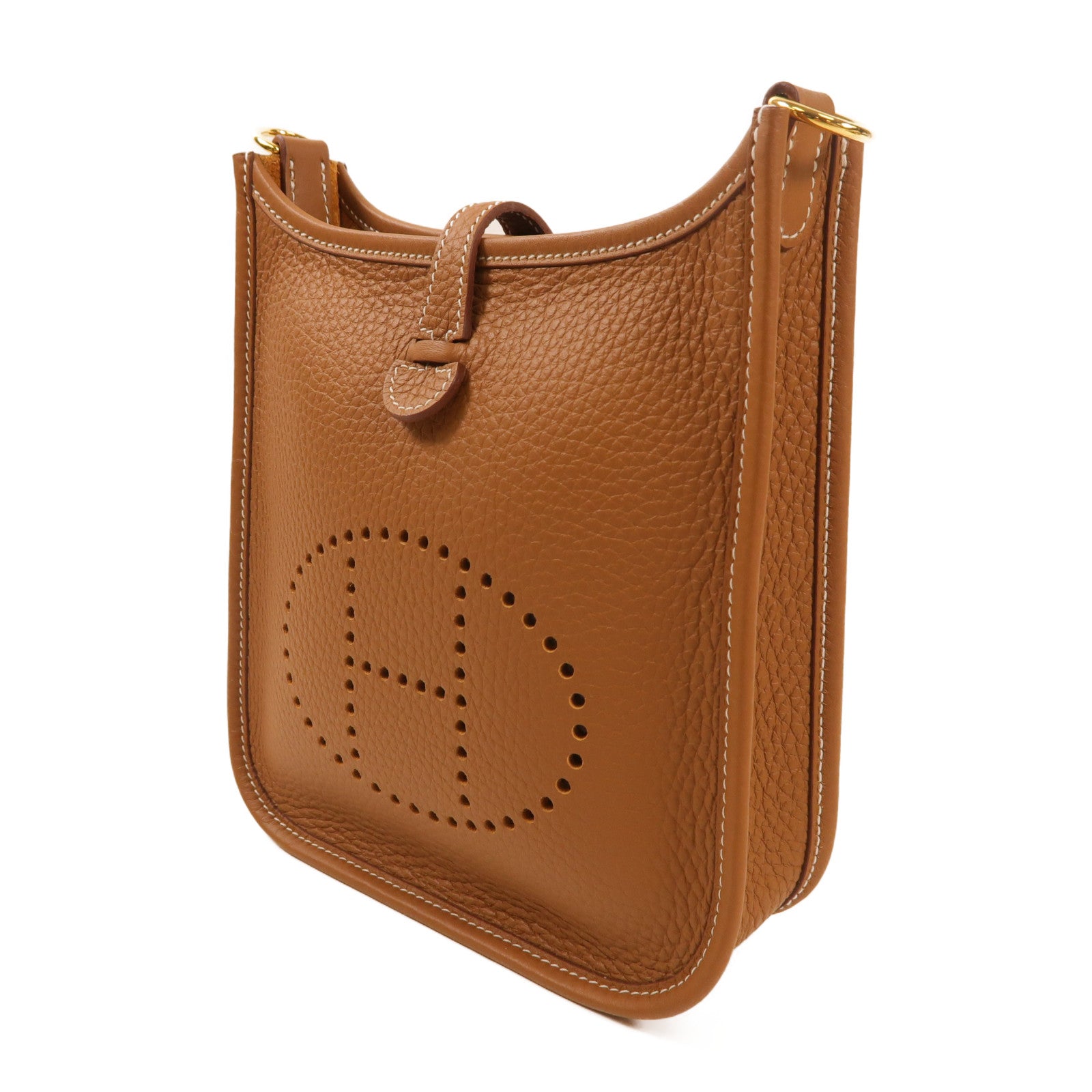 HERMES Clemence皮革EvelyneTPM金扣肩背袋Gold