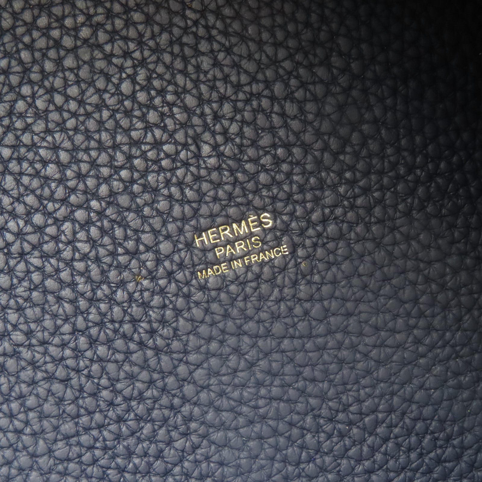 HERMES Clemence皮革Picotin MM金扣手挽袋深藍色