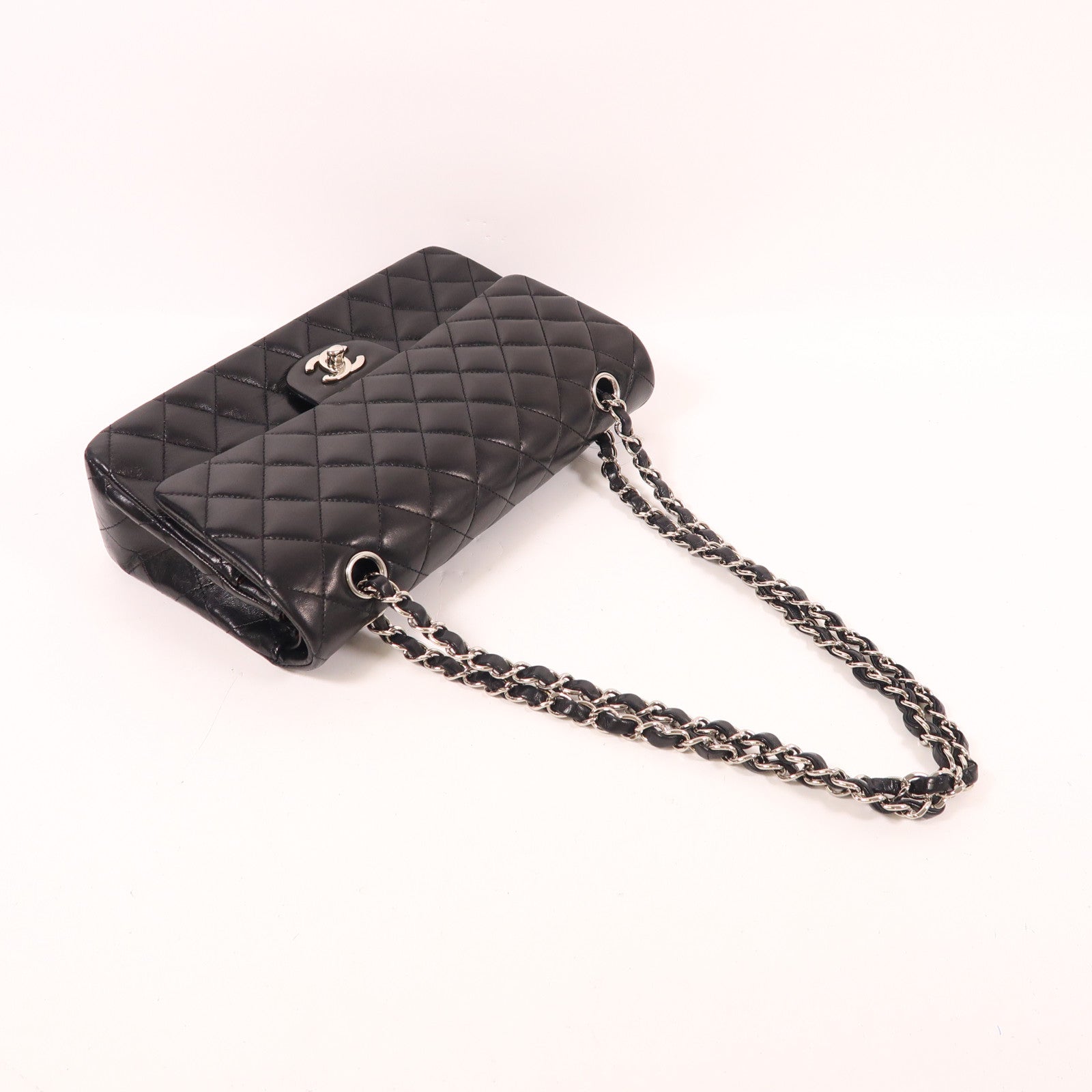 CHANEL 羊皮皮革Classic 25銀扣鏈帶肩背袋