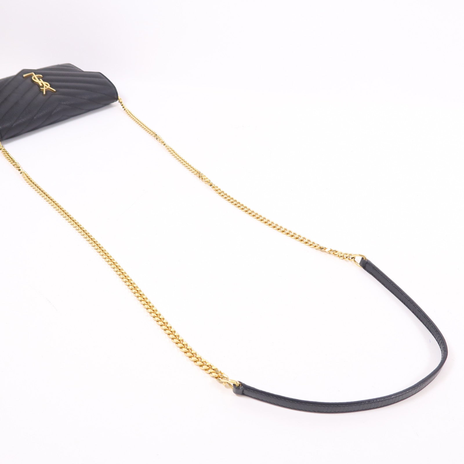 YVES SAINT LAURENT 牛皮皮革Wallet On Chain金扣鏈帶肩背袋