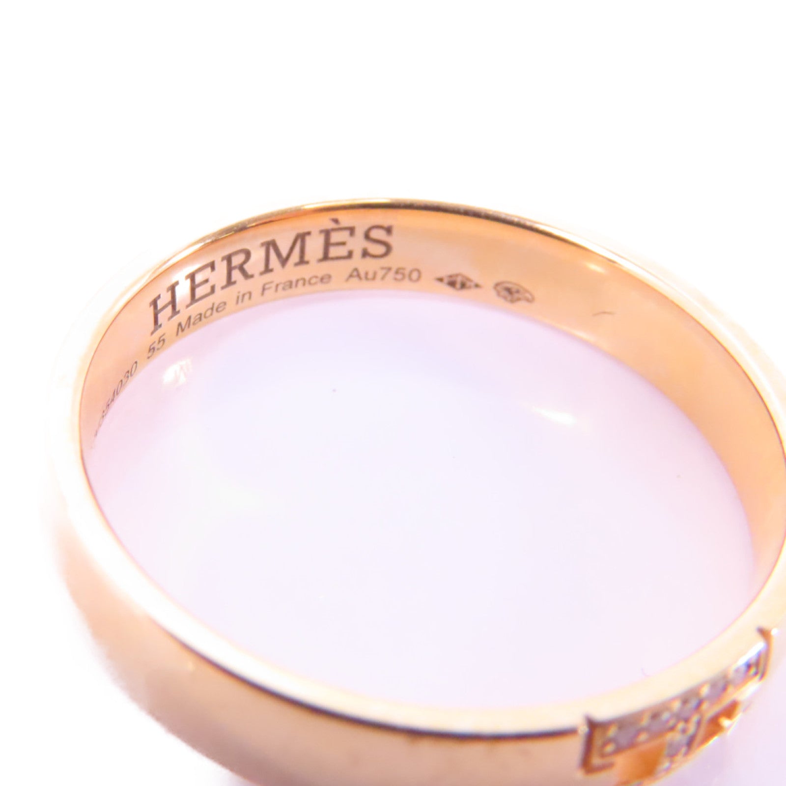 HERMES 18K玫瑰金Herakles Ring 0.03ct鑽石戒指Hermes#55 US#7.25