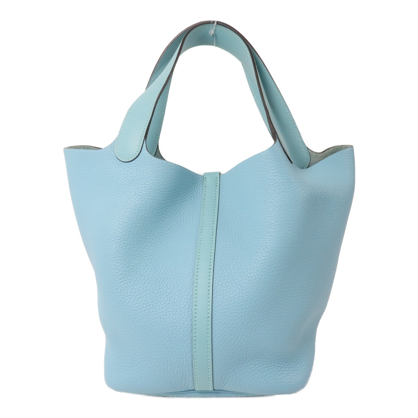 HERMES Clemence皮革Picotin MM扣手挽袋Bleu Atoll