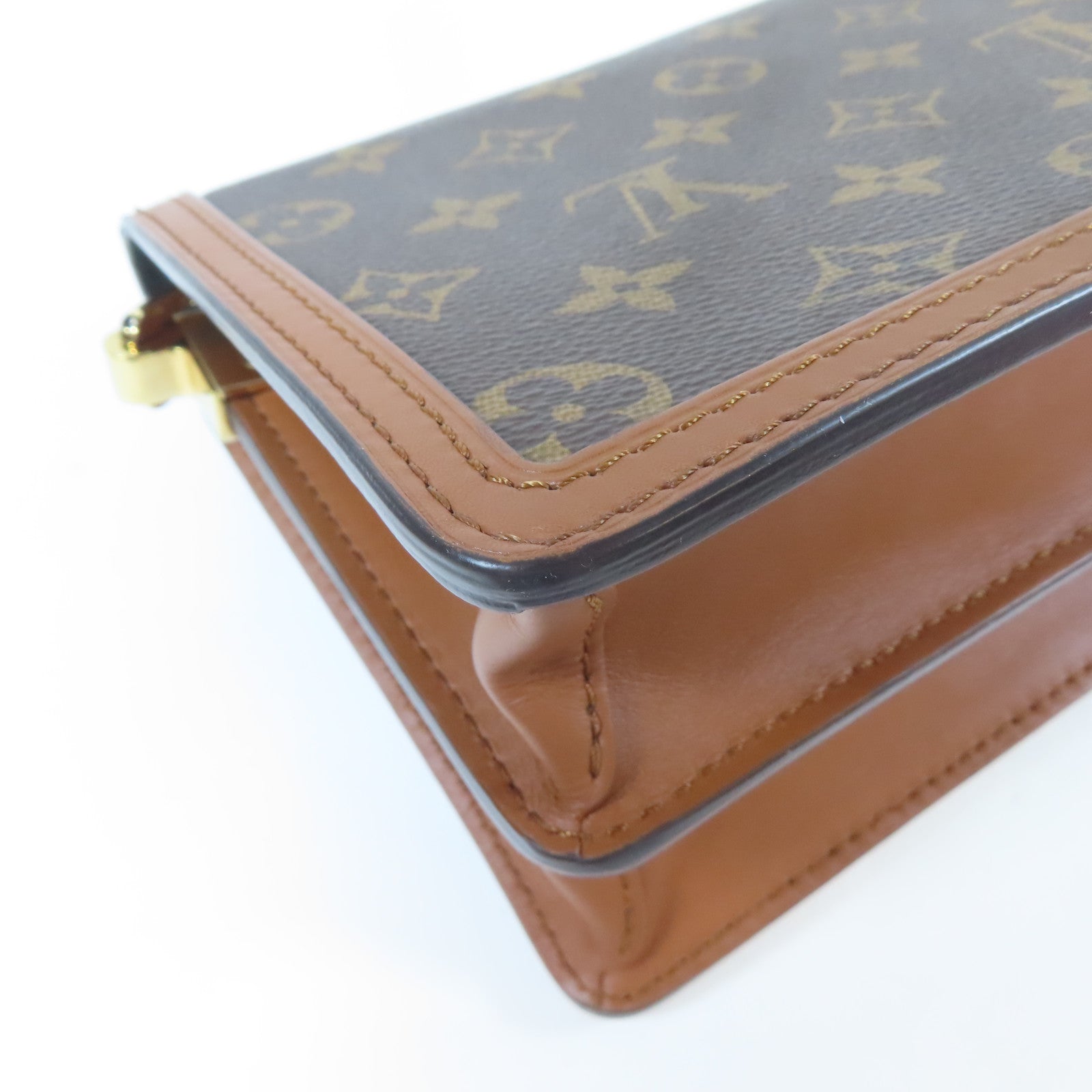 LOUIS VUITTON Monogram Mini Dauphine金扣肩背袋啡色