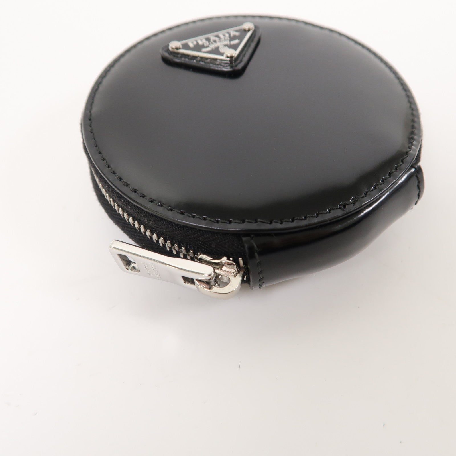 PRADA 牛皮皮革Coin Case銀扣零錢包黑色