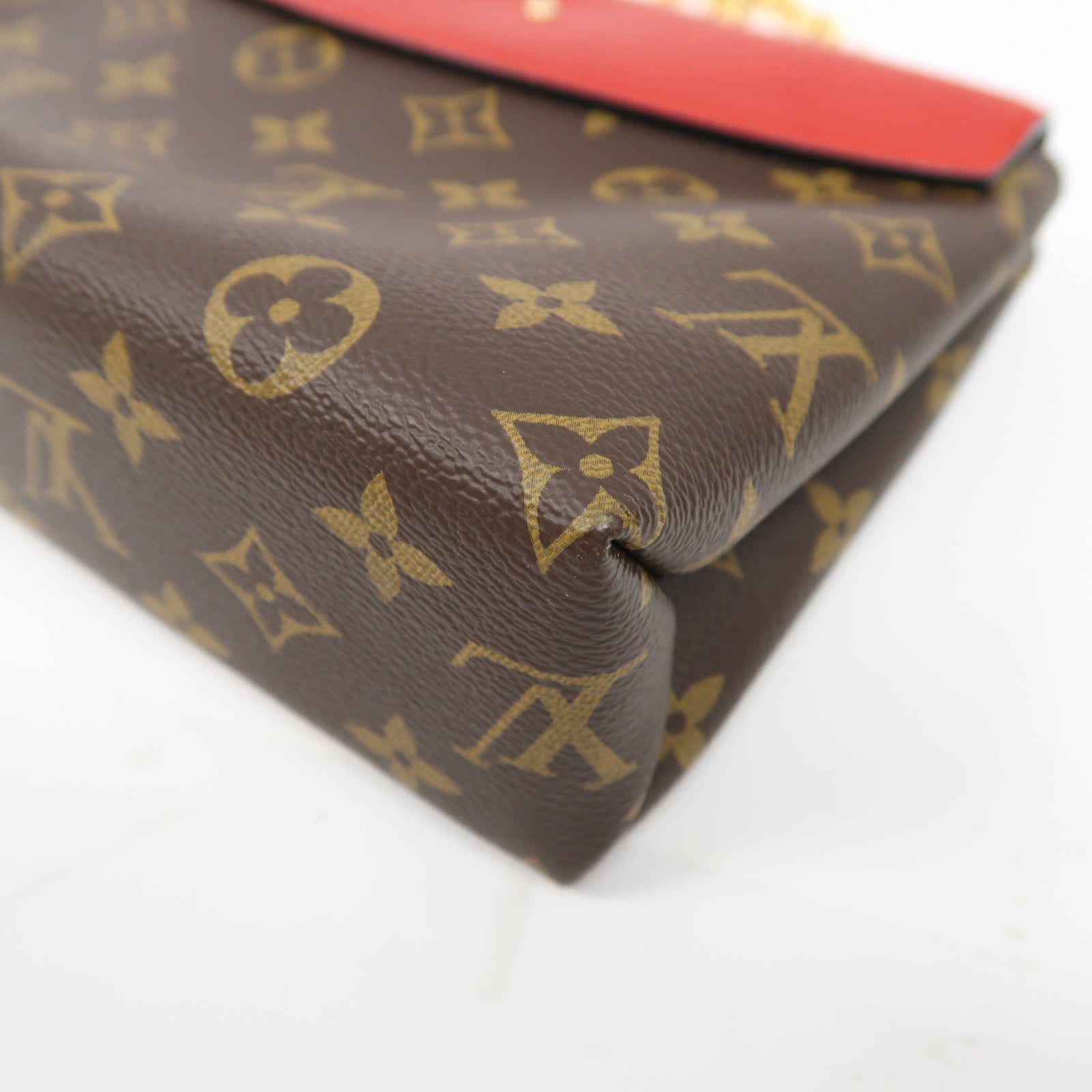 LOUIS VUITTON Monogram Saint Placide金扣鏈帶肩背袋啡色/紅色