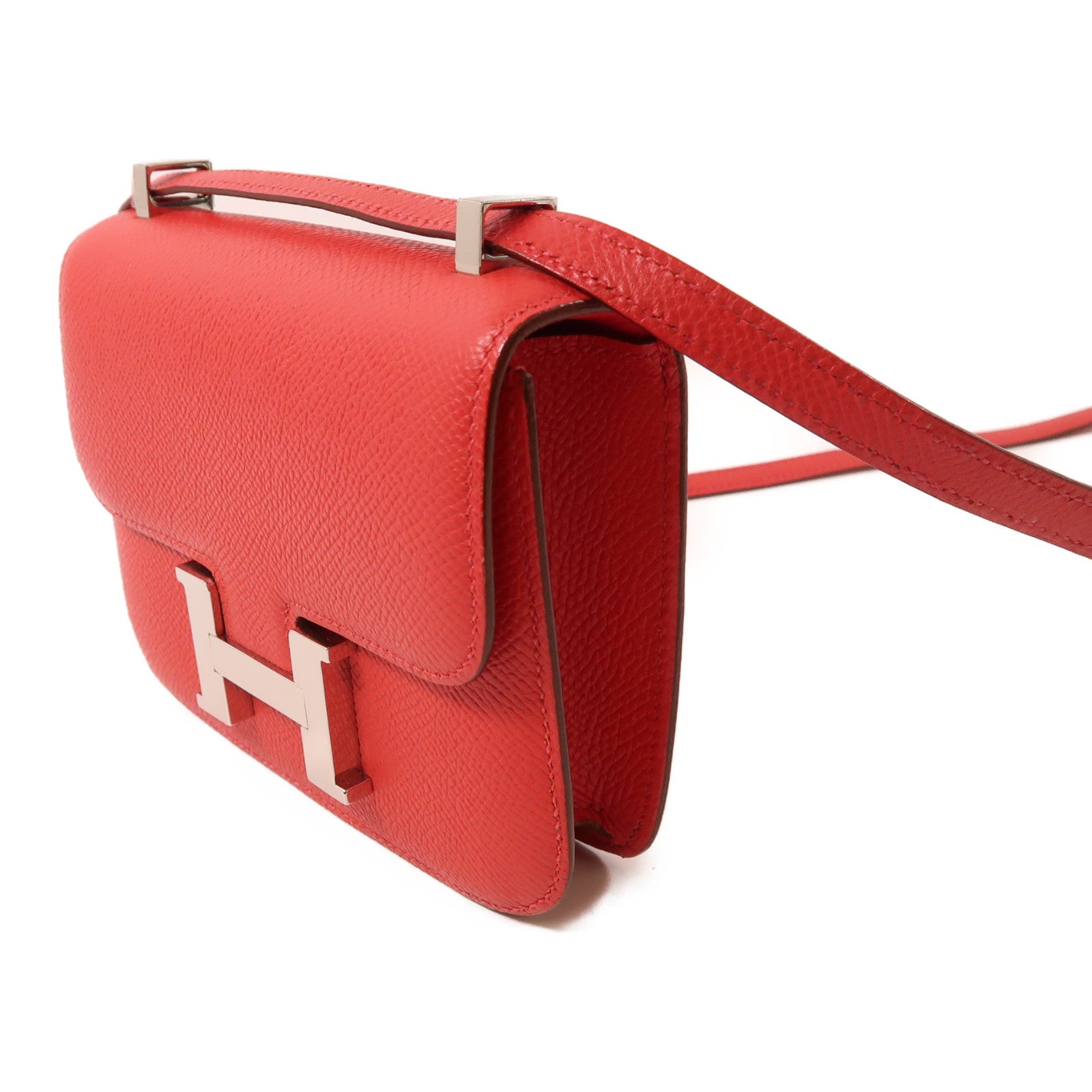 HERMES Epsom皮革Constance Micro銀扣肩背袋