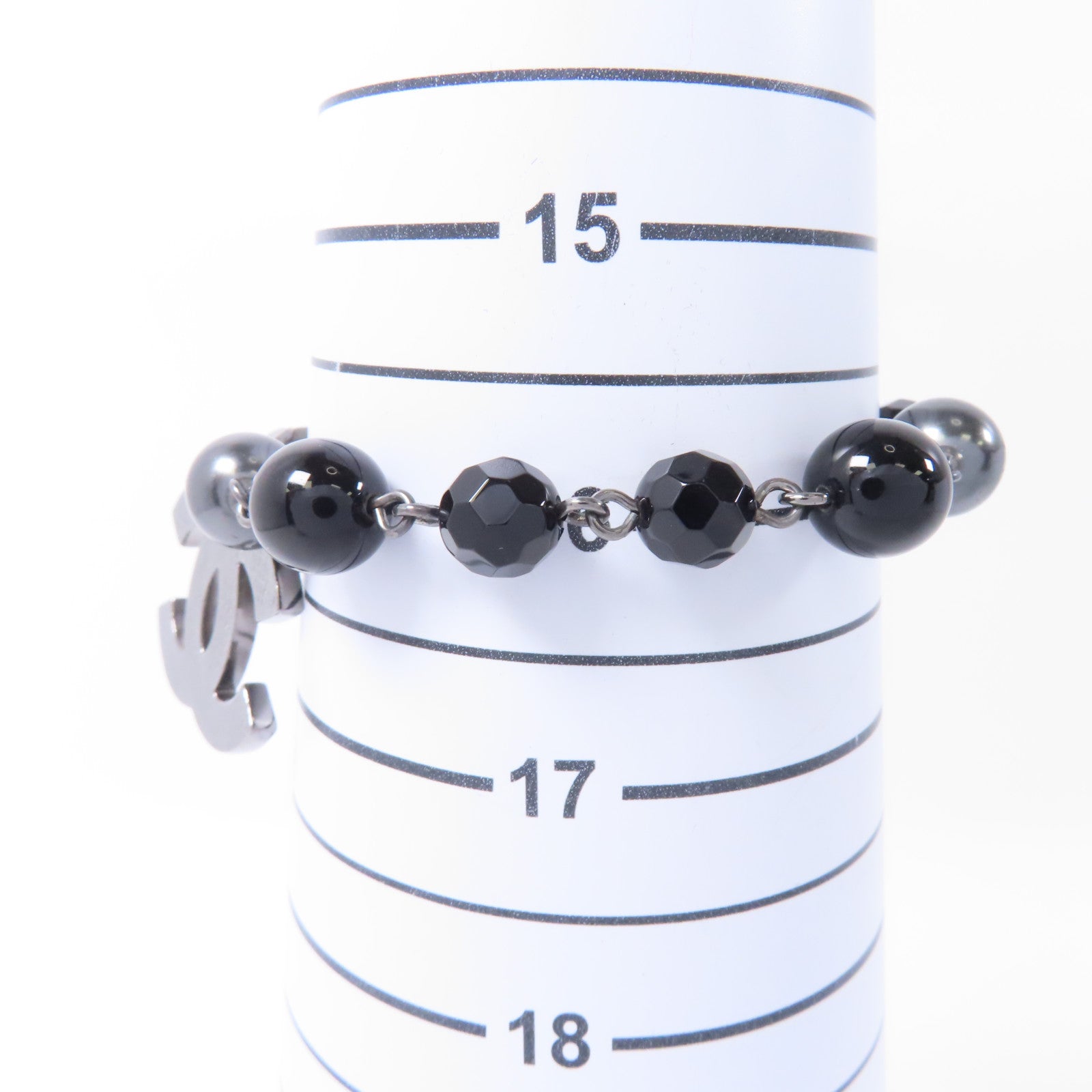 CHANEL PVC/金屬Bracelet手鏈黑色/銀色